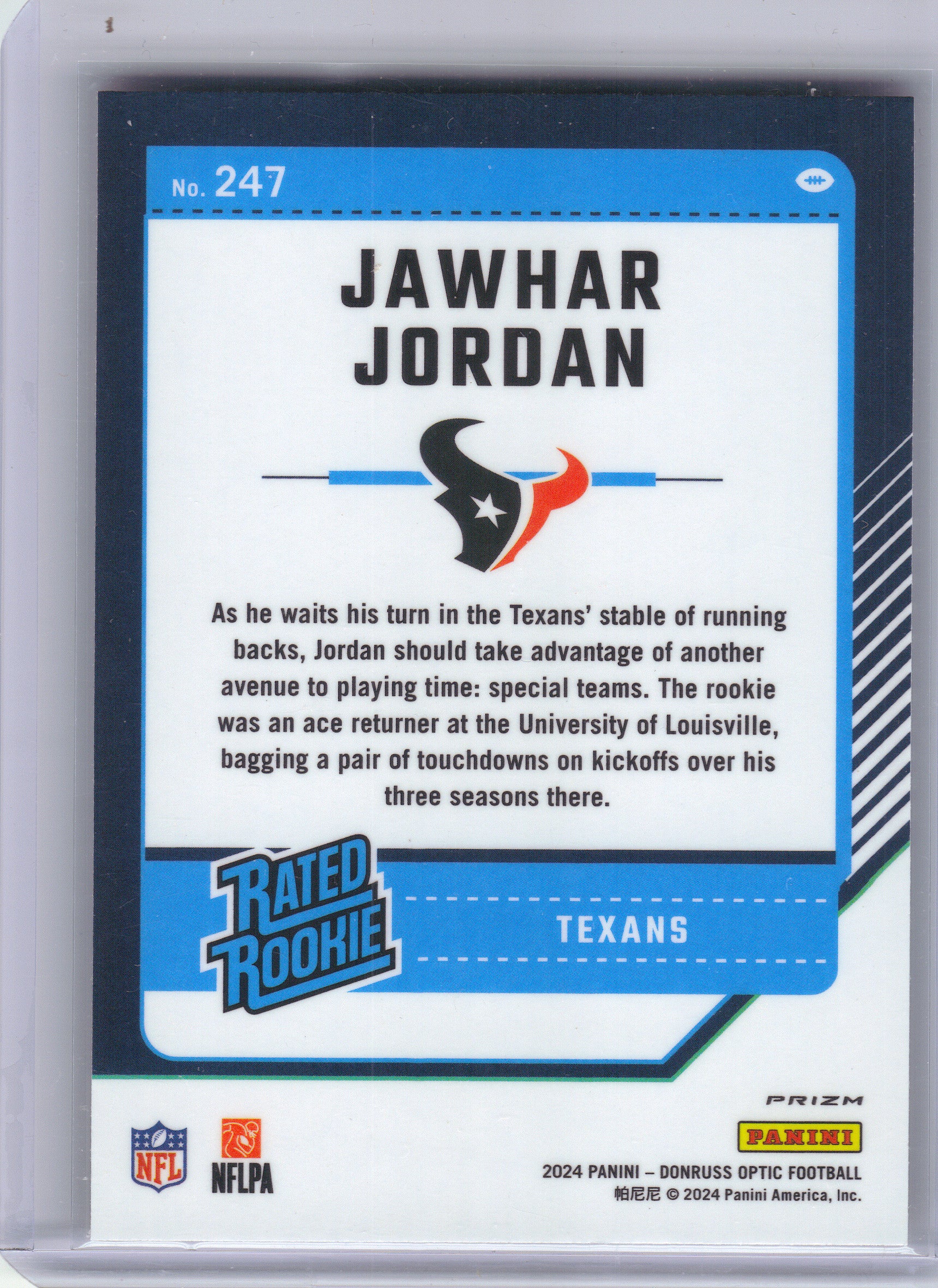 2024 Donruss Optic #247 Jawhar Jordan Stars Red Houston Texans