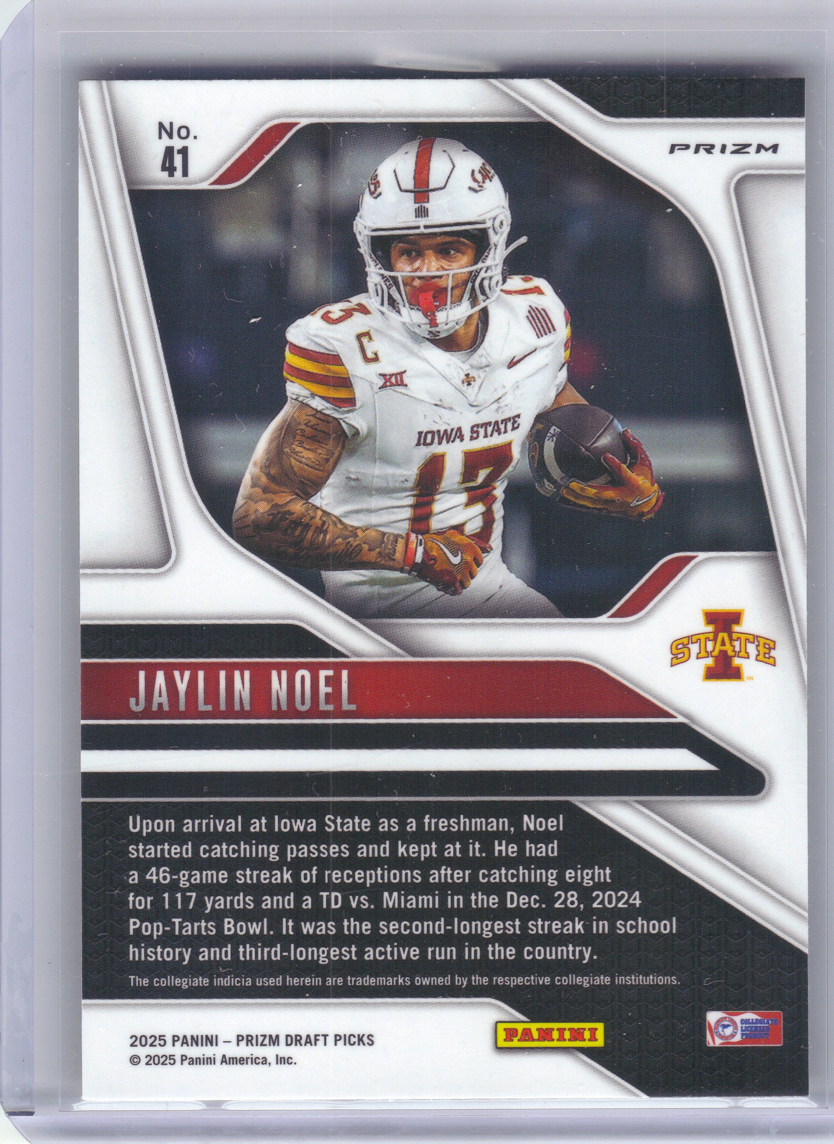 2025 Panini Prizm Draft Picks #41 Jaylin Noel Prizms Gold Ice Iowa State Cyclones