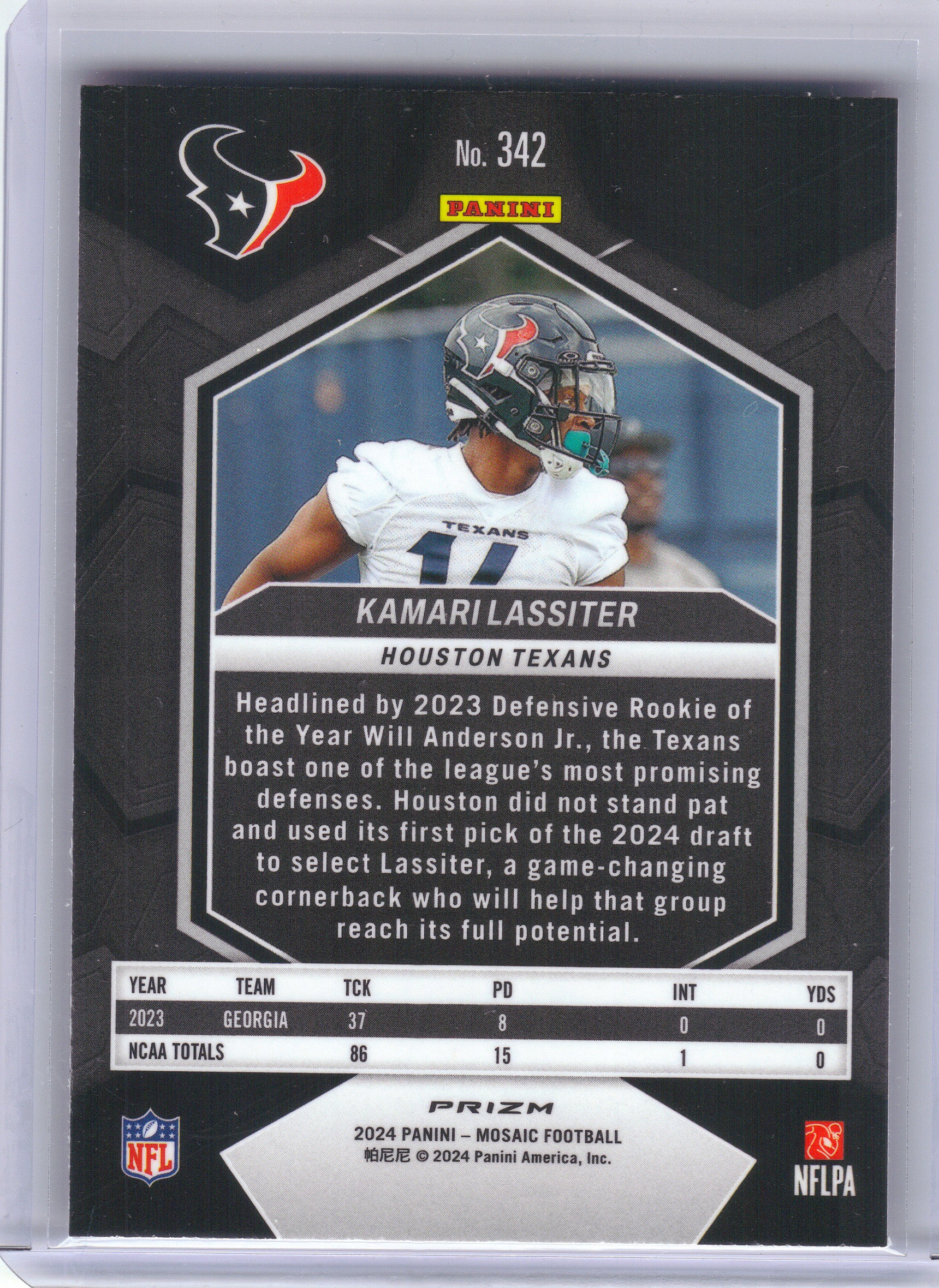 2024 Panini Mosaic #342 Kamari Lassiter Mosaic Camo Pink Houston Texans