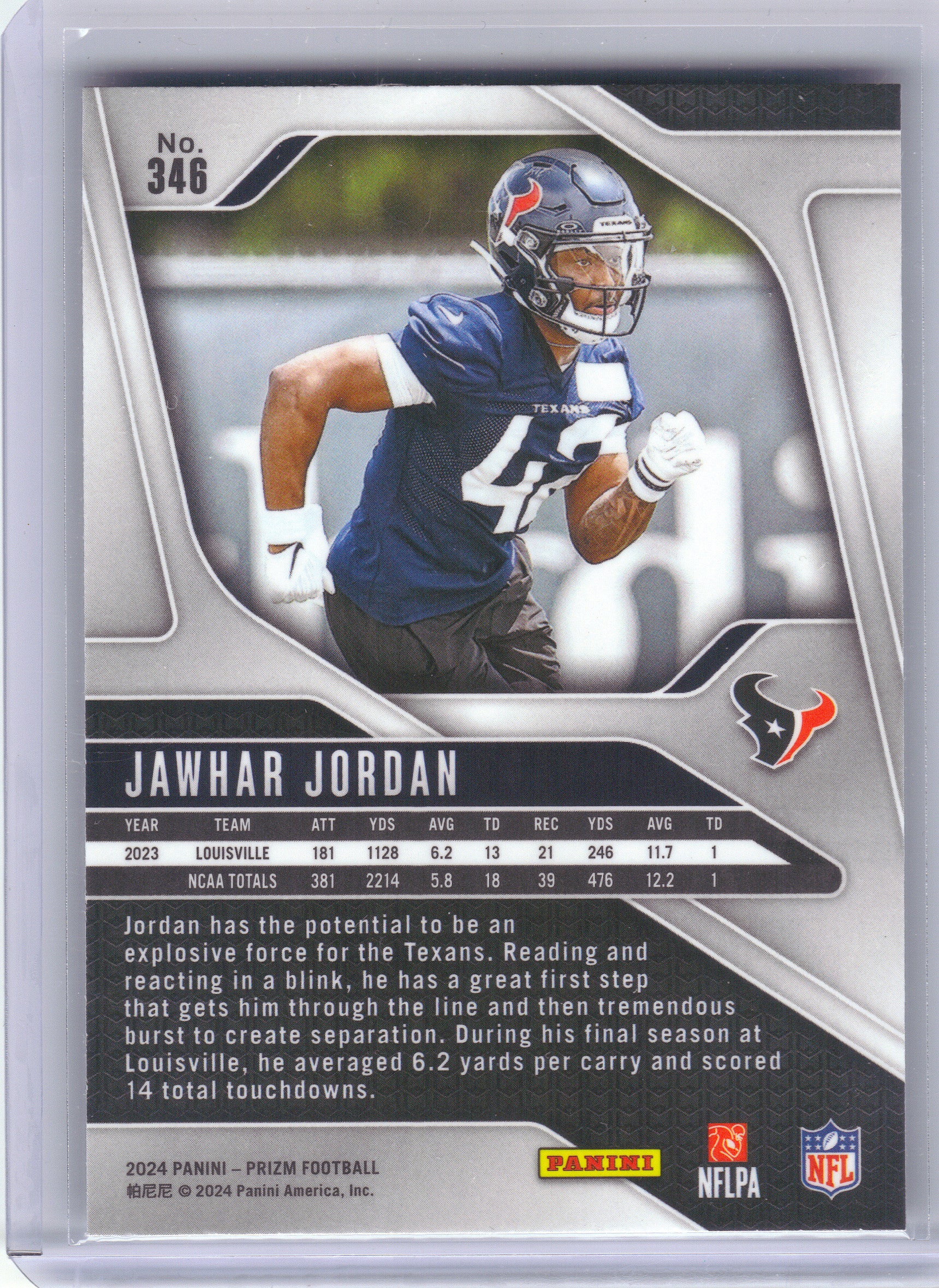 2024 Panini Prizm #346 Jawhar Jordan Houston Texans Rookie