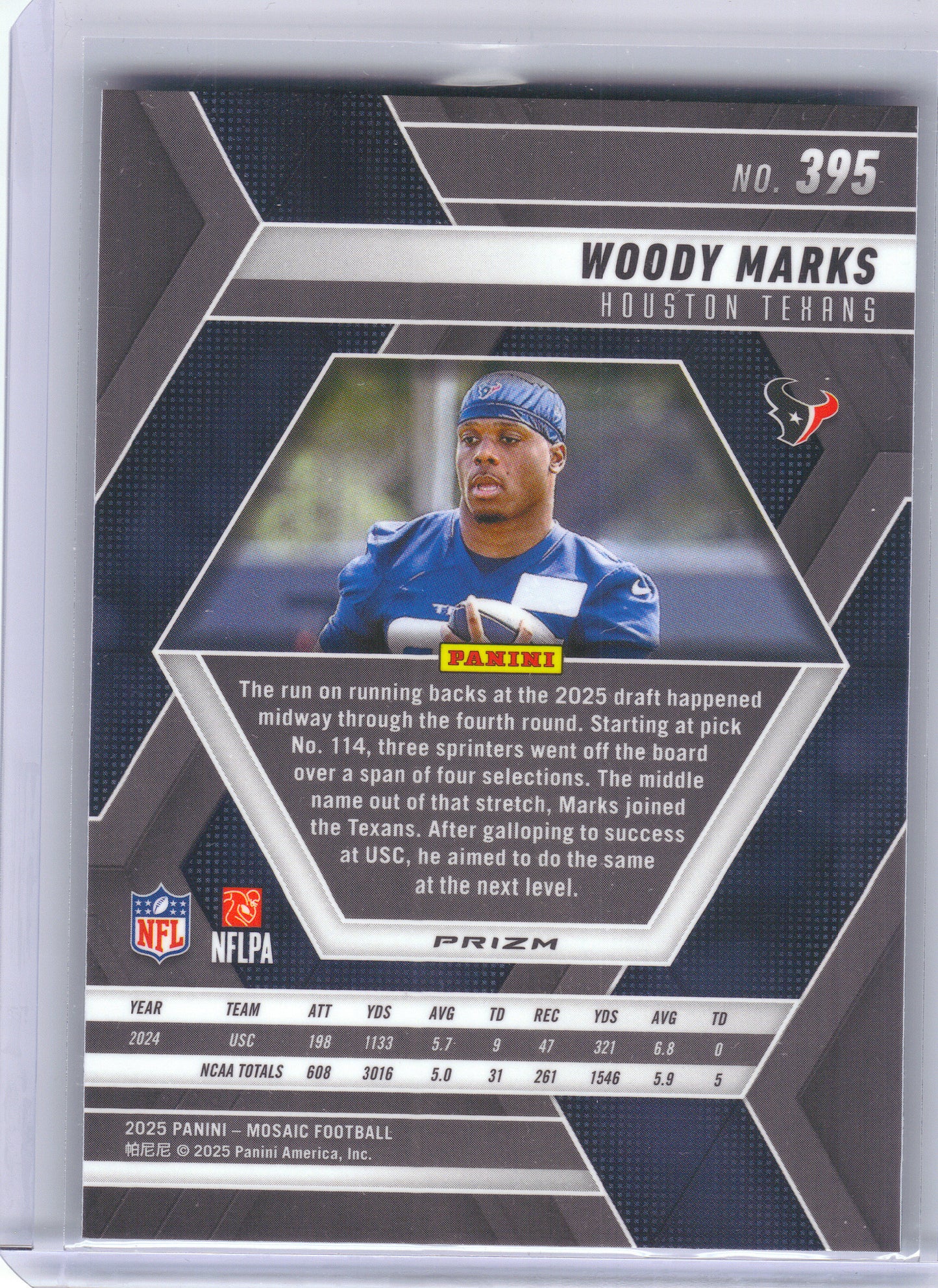 2025 Panini Mosaic #395 Woody Marks Mosaic Green Houston Texans Rookie