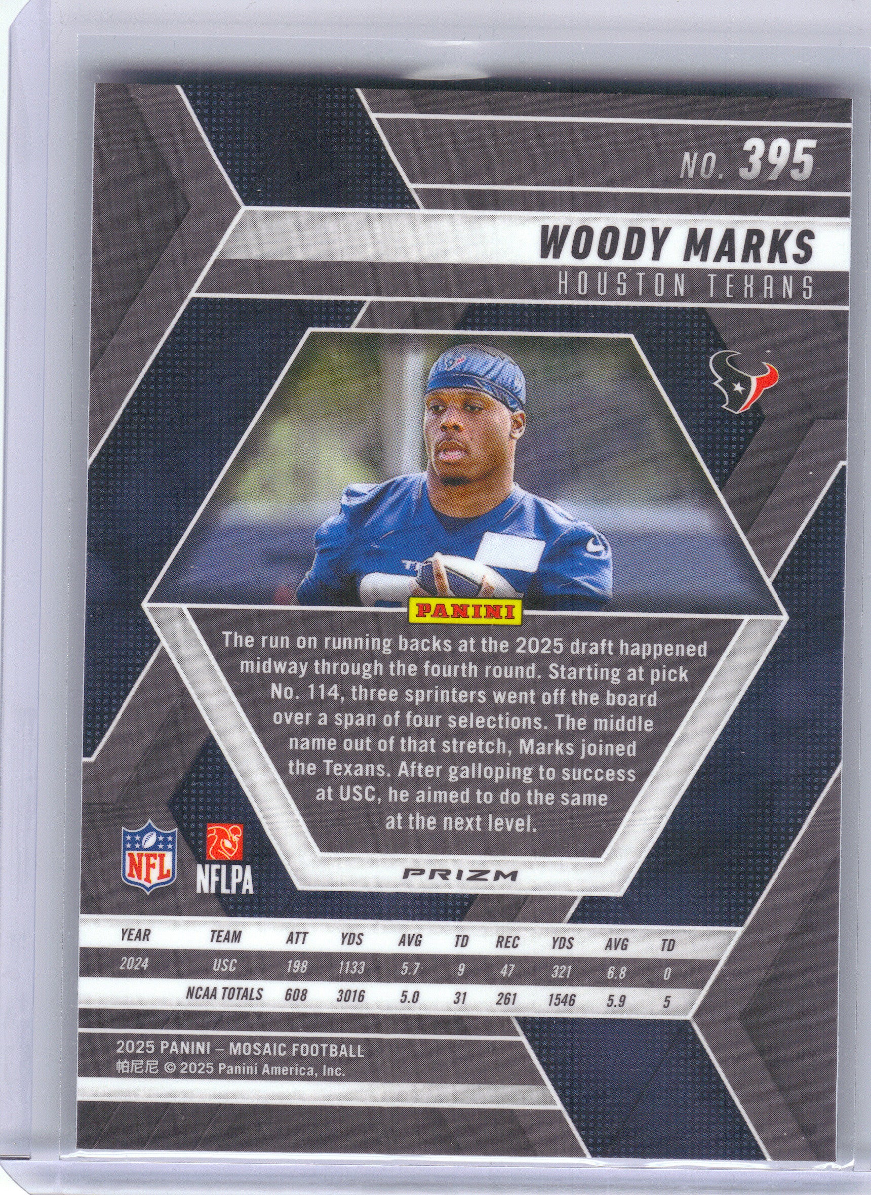 2025 Panini Mosaic #395 Woody Marks Mosaic Green Houston Texans Rookie