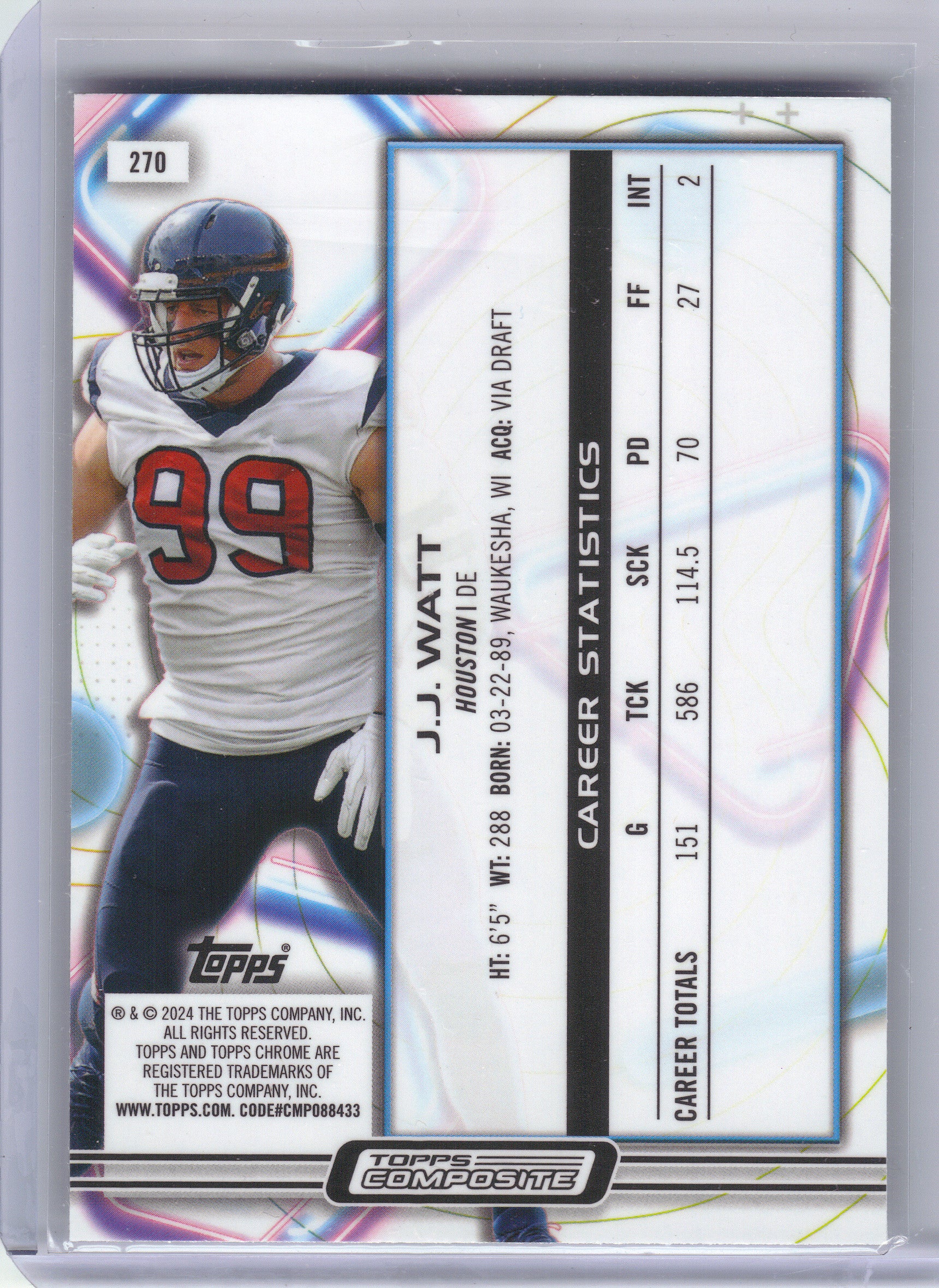 2023 Topps Composite #270 J.J. Watt Houston Texans