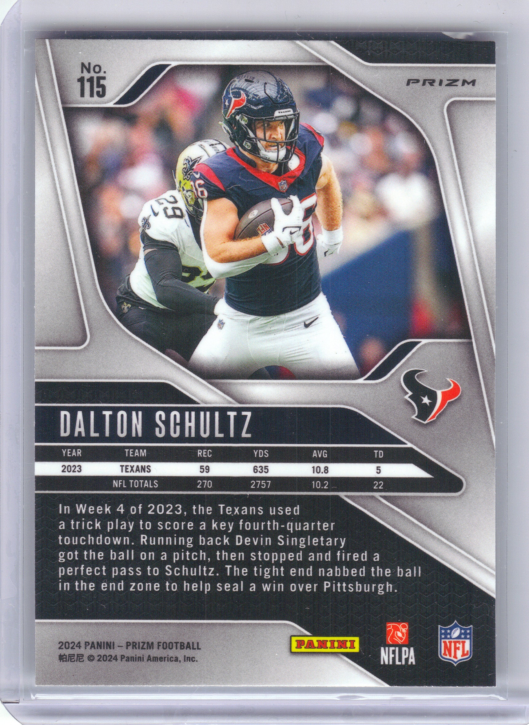 2024 Panini Prizm #115 Dalton Schultz Silver Houston Texans