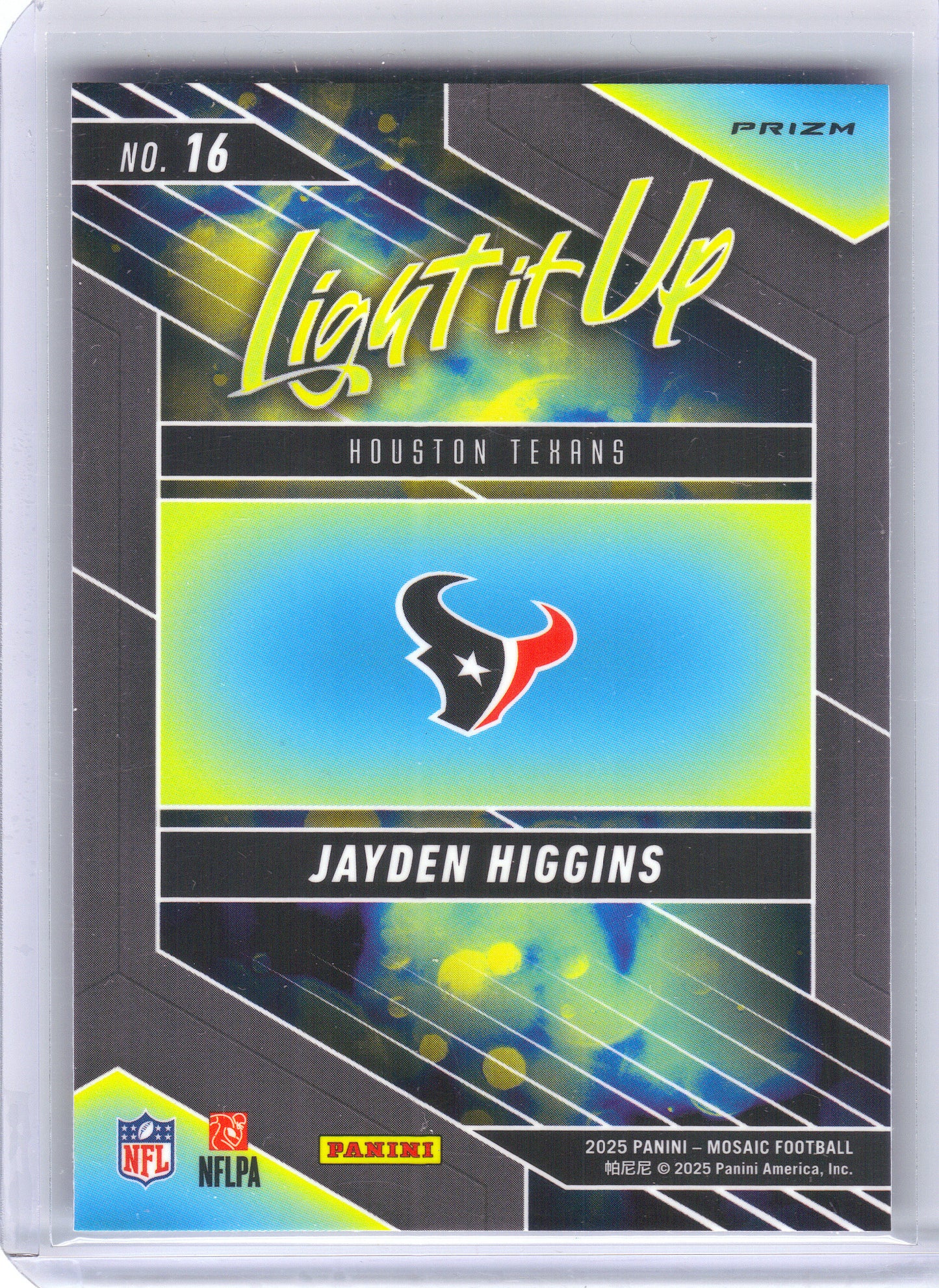 2025 Panini Mosaic #16 Jayden Higgins Light It Up Mosaic Houston Texans