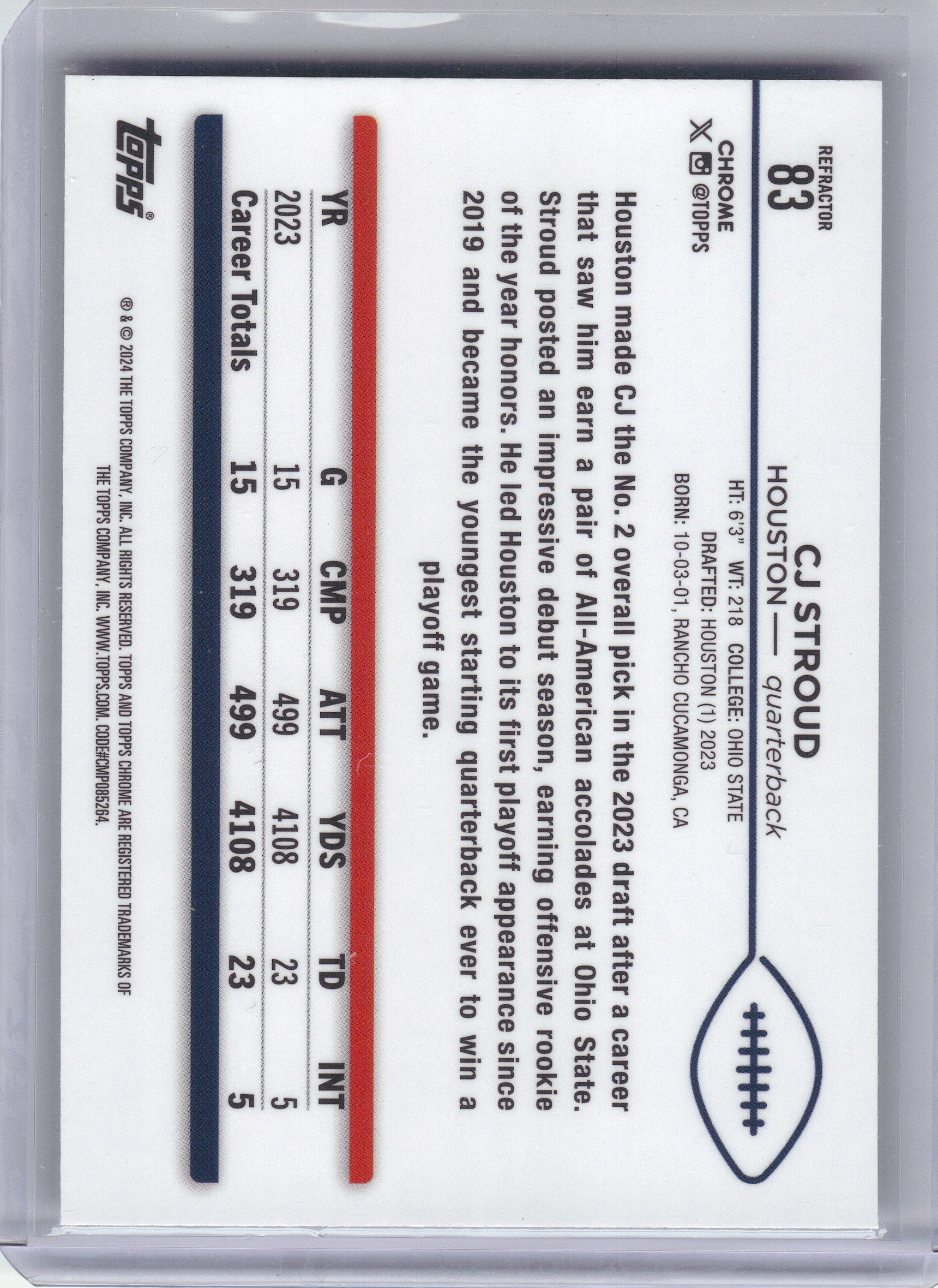 2024 Topps Chrome #83 CJ Stroud Refractor Houston Texans