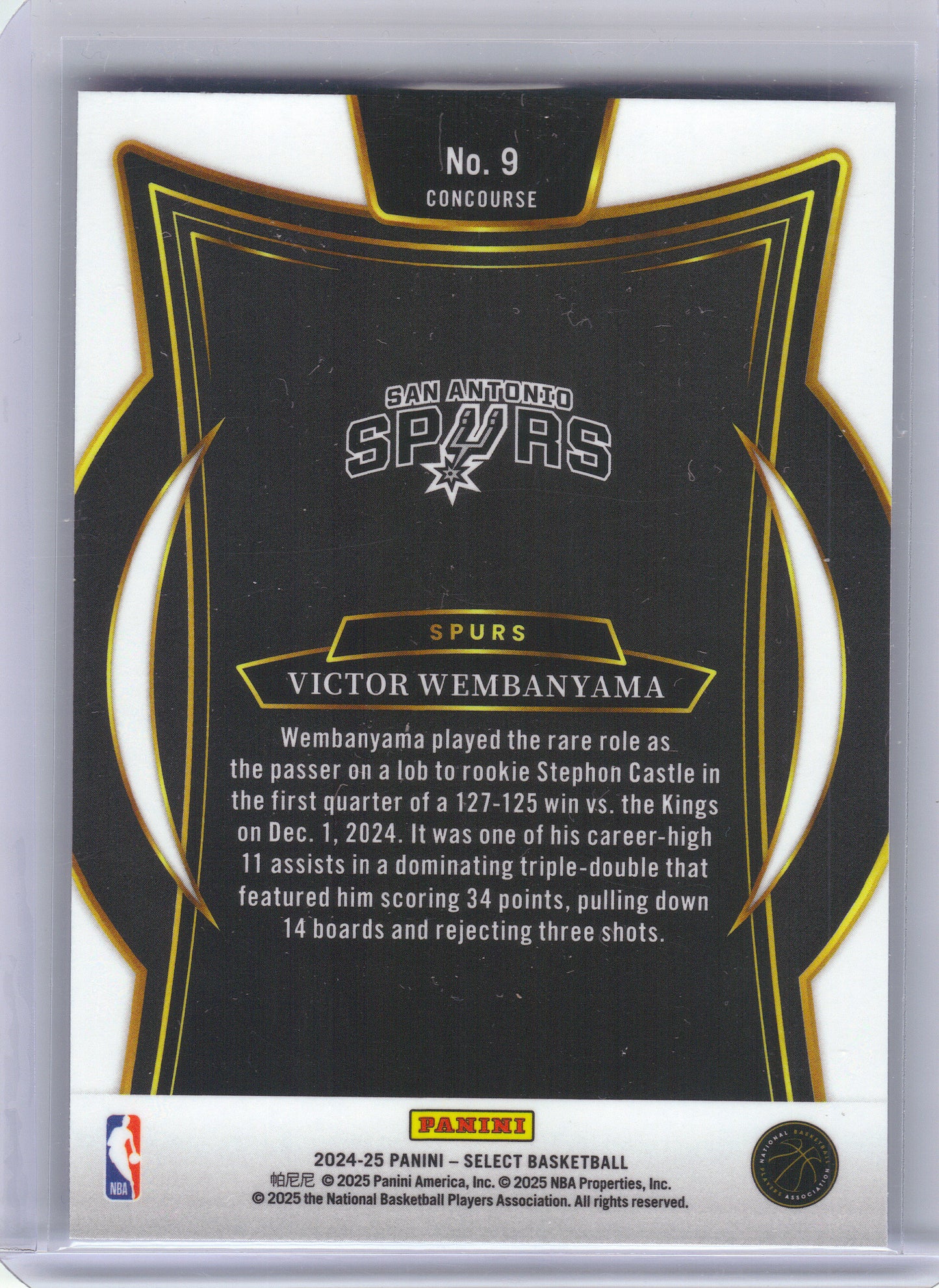 2024-25 Panini Select #9 Victor Wembanyama San Antonio Spurs