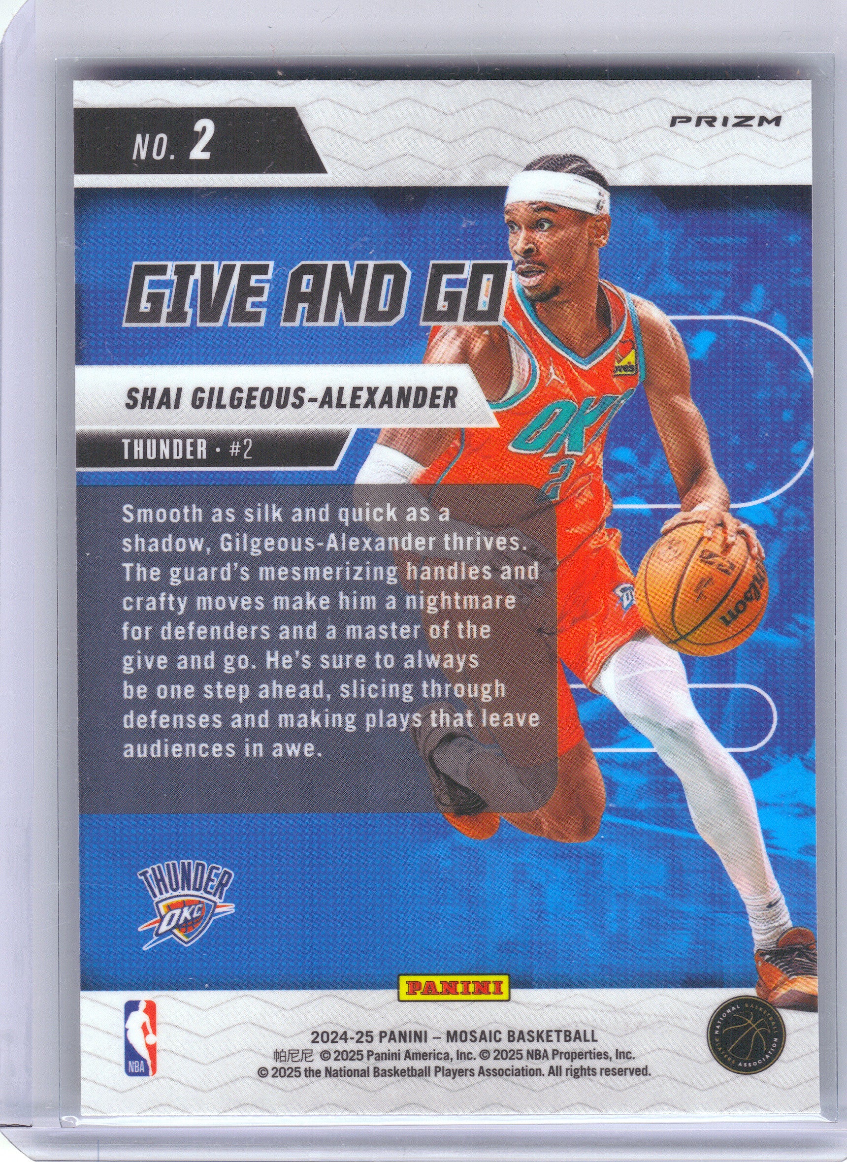 2024-25 Panini Mosaic #2 Shai Gilgeous-Alexander Give and Go Mosaic Green Oklahoma City Thunder
