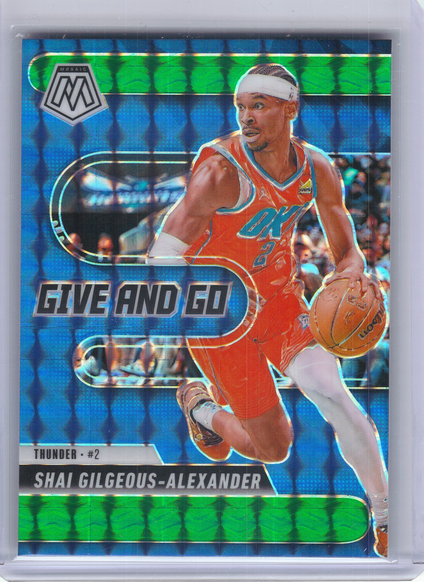 2024-25 Panini Mosaic #2 Shai Gilgeous-Alexander Give and Go Mosaic Green Oklahoma City Thunder