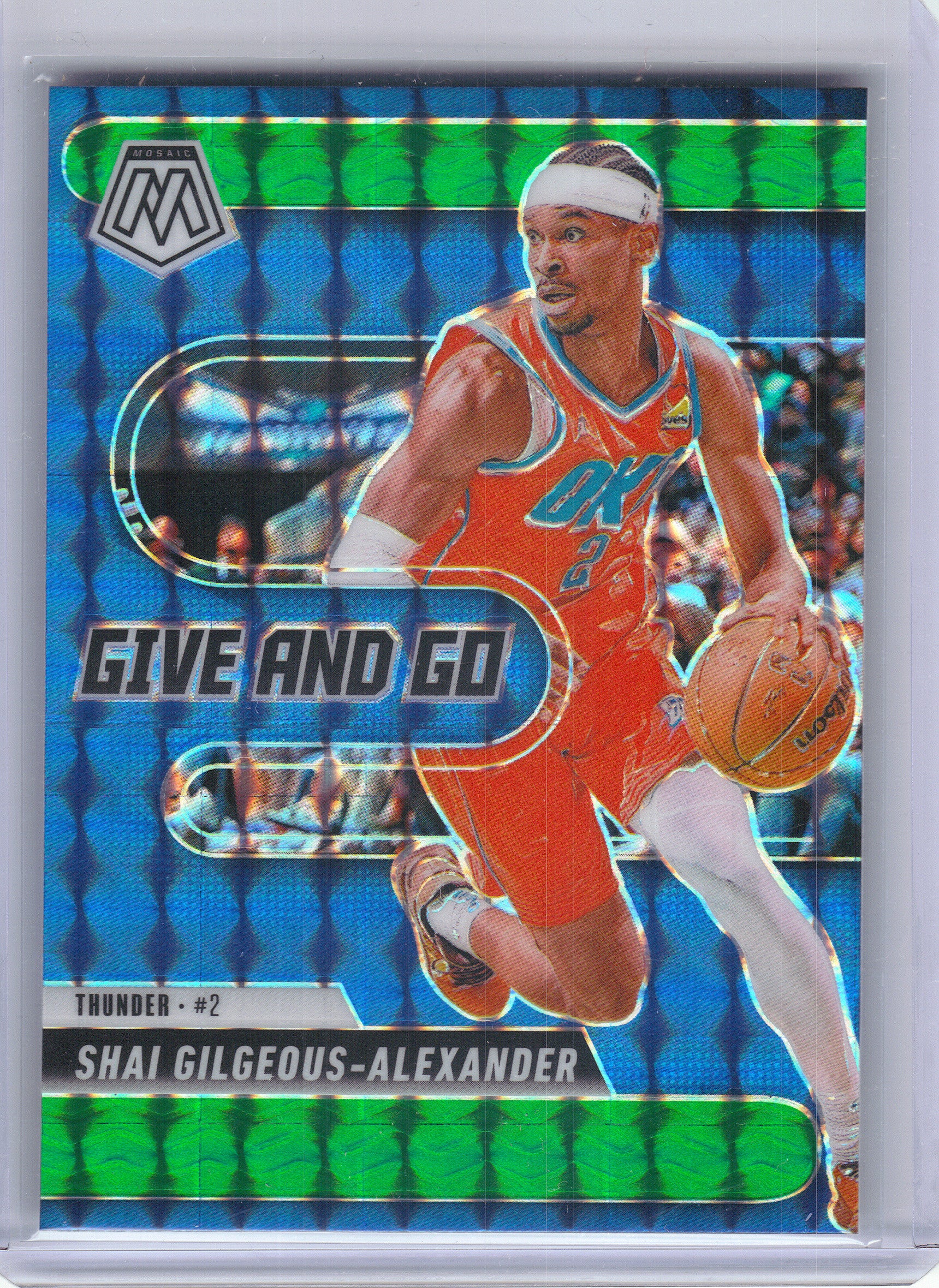 2024-25 Panini Mosaic #2 Shai Gilgeous-Alexander Give and Go Mosaic Green Oklahoma City Thunder