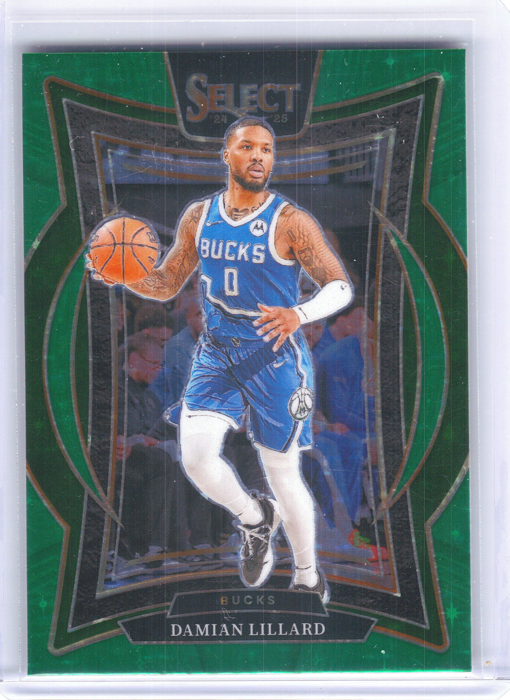 2024-25 Panini Select #55 Damian Lillard Green Stars Prizm Milwaukee Bucks