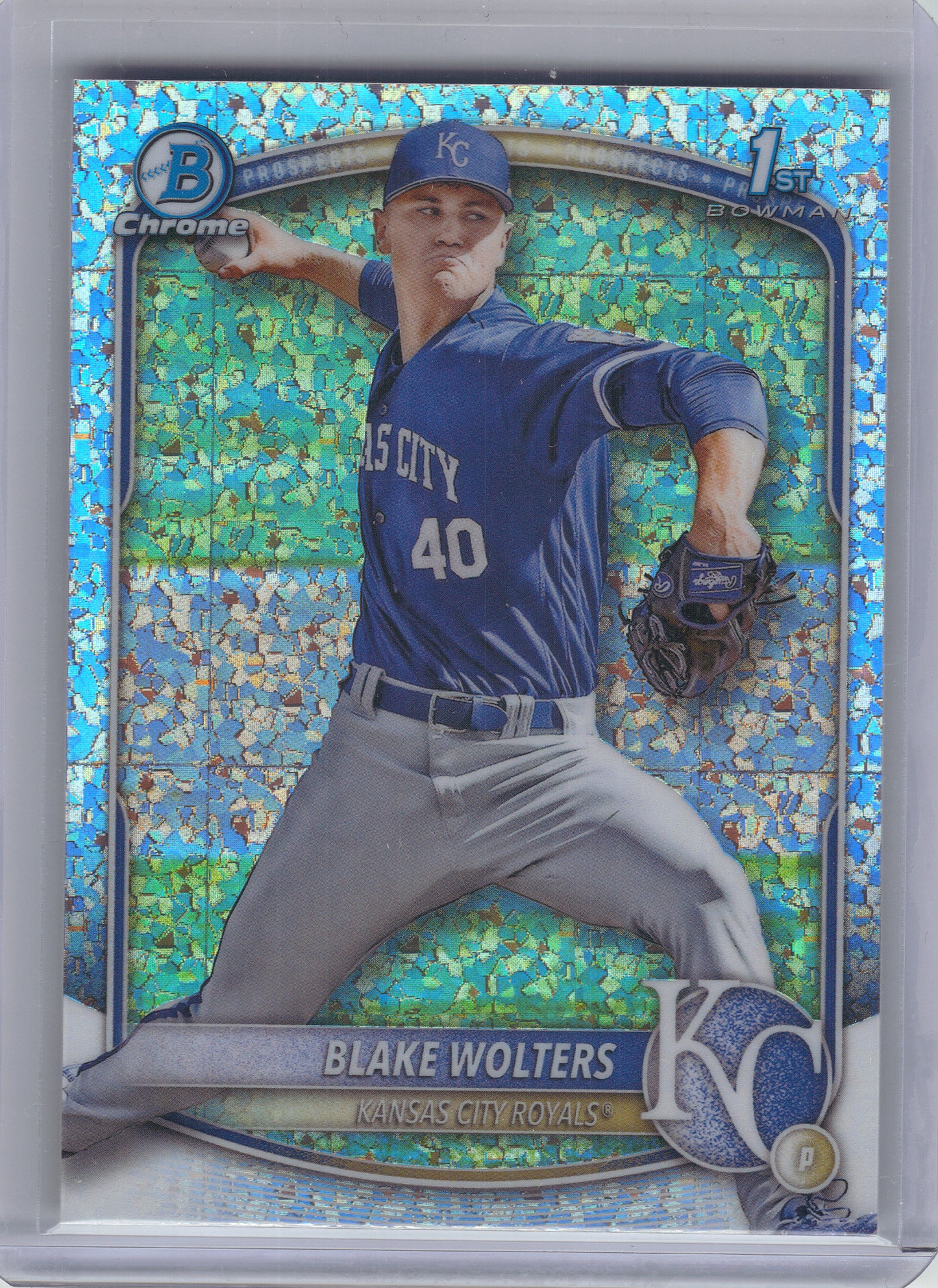 2025 Bowman #BCP-76 Blake Wolters Chrome Prospects Mini Diamond Refractor Kansas City Royals