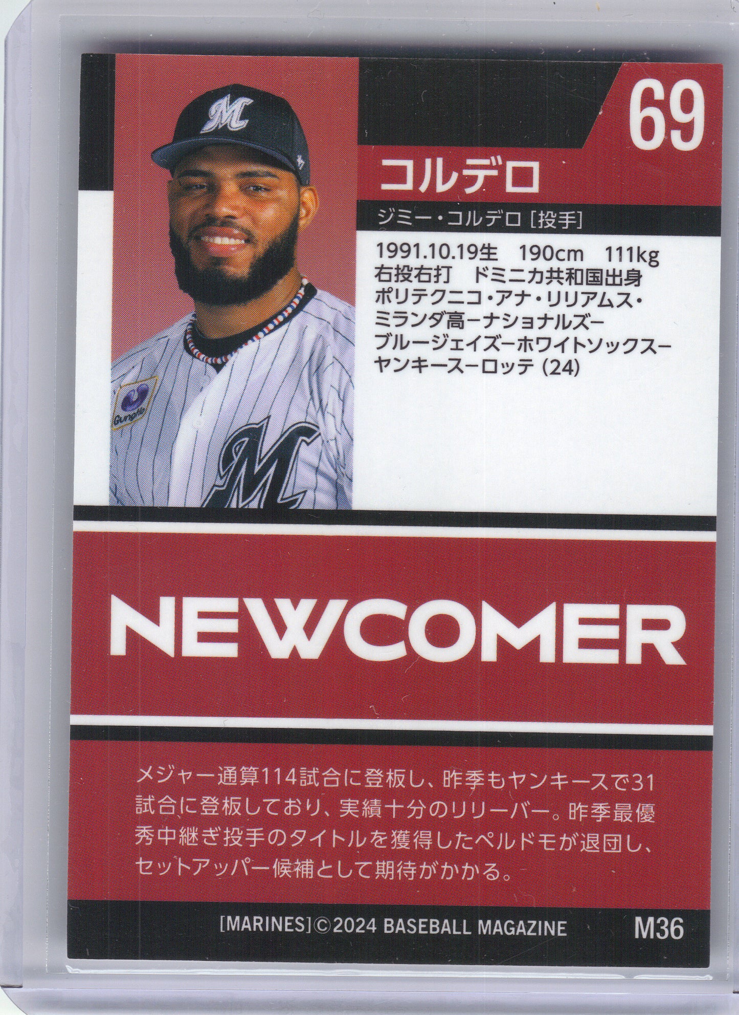 2024 BBM Chiba Lotte Marines #M36 Franchy Cordero Chiba Lotte Marines