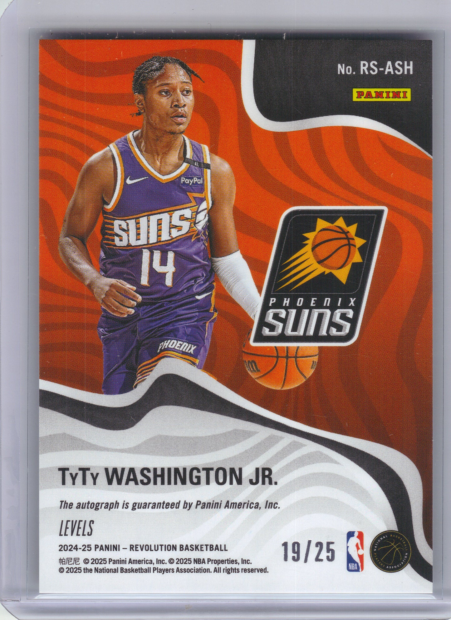 2024-25 Panini Revolution #RS-ASH TyTy Washington Jr. Revolution Signatures Levels #/25 Phoenix Suns SN, Auto