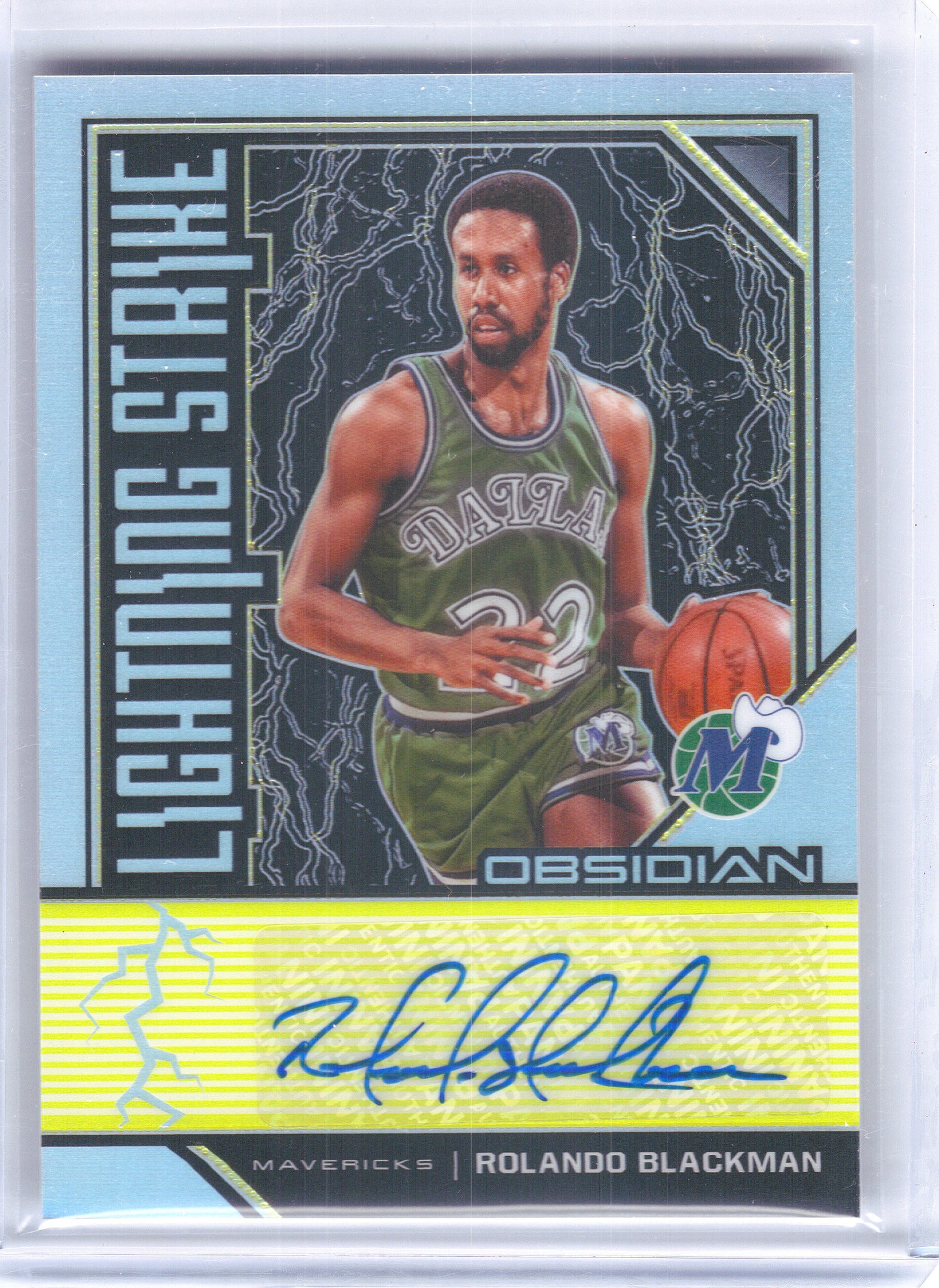 2019-20 Panini Obsidian #LS-RBL Rolando Blackman Lightning Strike Signatures Electric Etch Yellow #/10 Dallas Mavericks Auto, SN