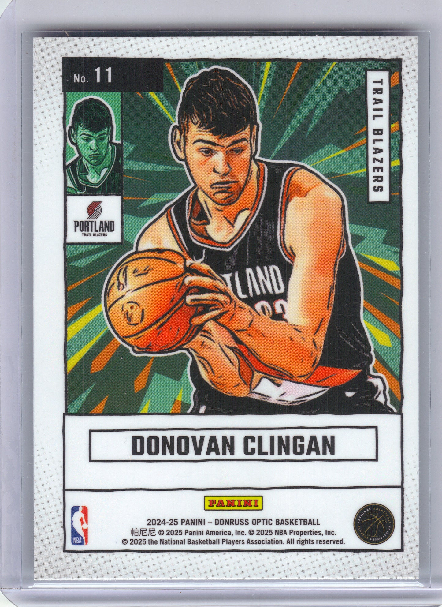 2024-25 Donruss Optic #11 Donovan Clingan Net Marvels Portland Trail Blazers