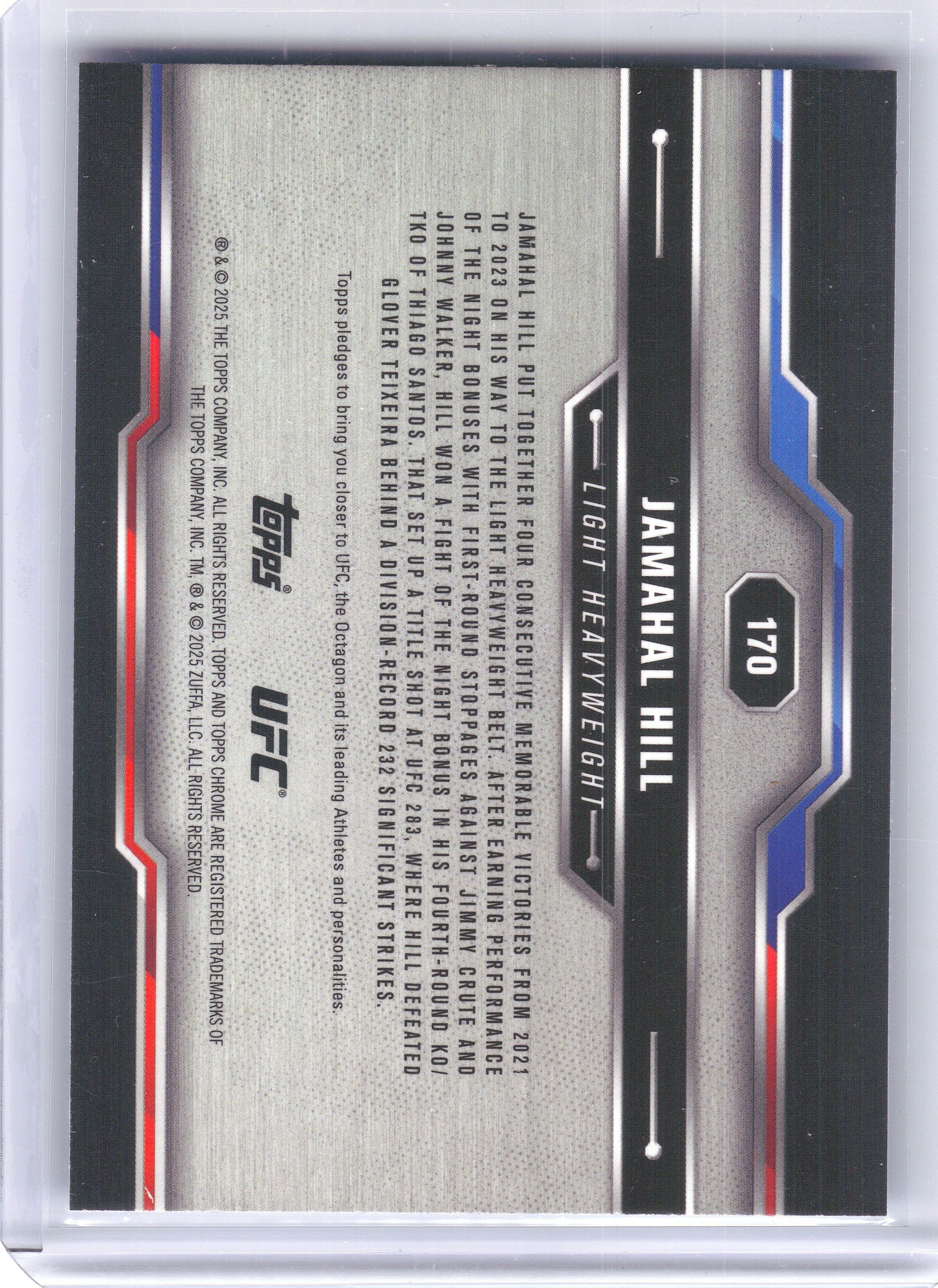 2025 Topps Chrome UFC #170 Jamahal Hill Blue Refractor #/150 SN