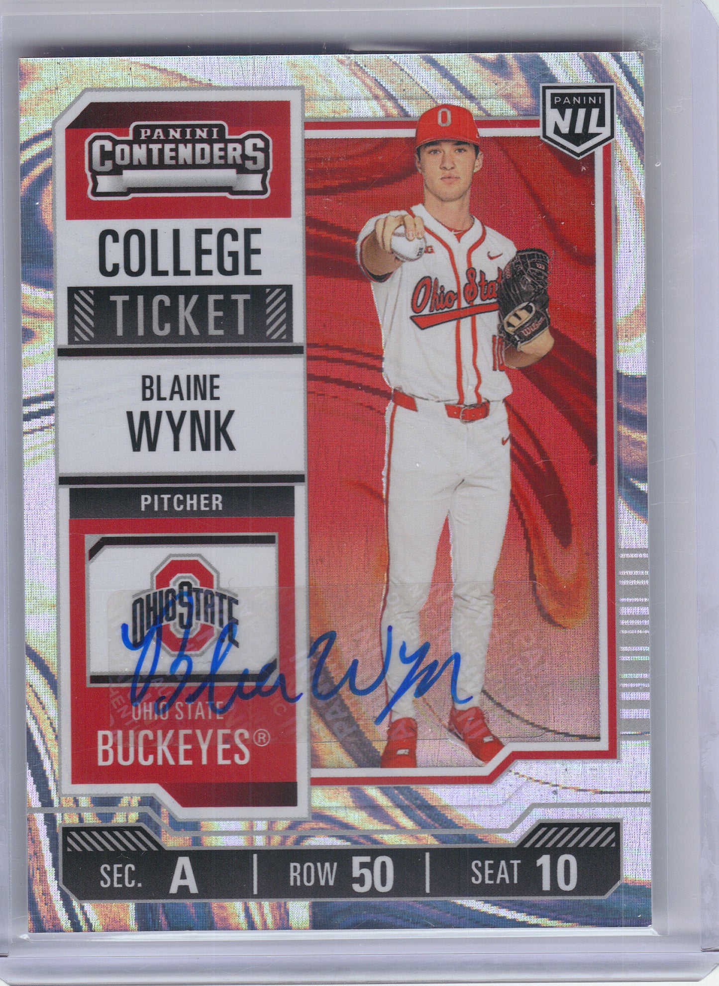 2025 Panini Ohio State University #35 Blaine Wynk Autographs Swirl #/199 Ohio State Buckeyes SN, Auto