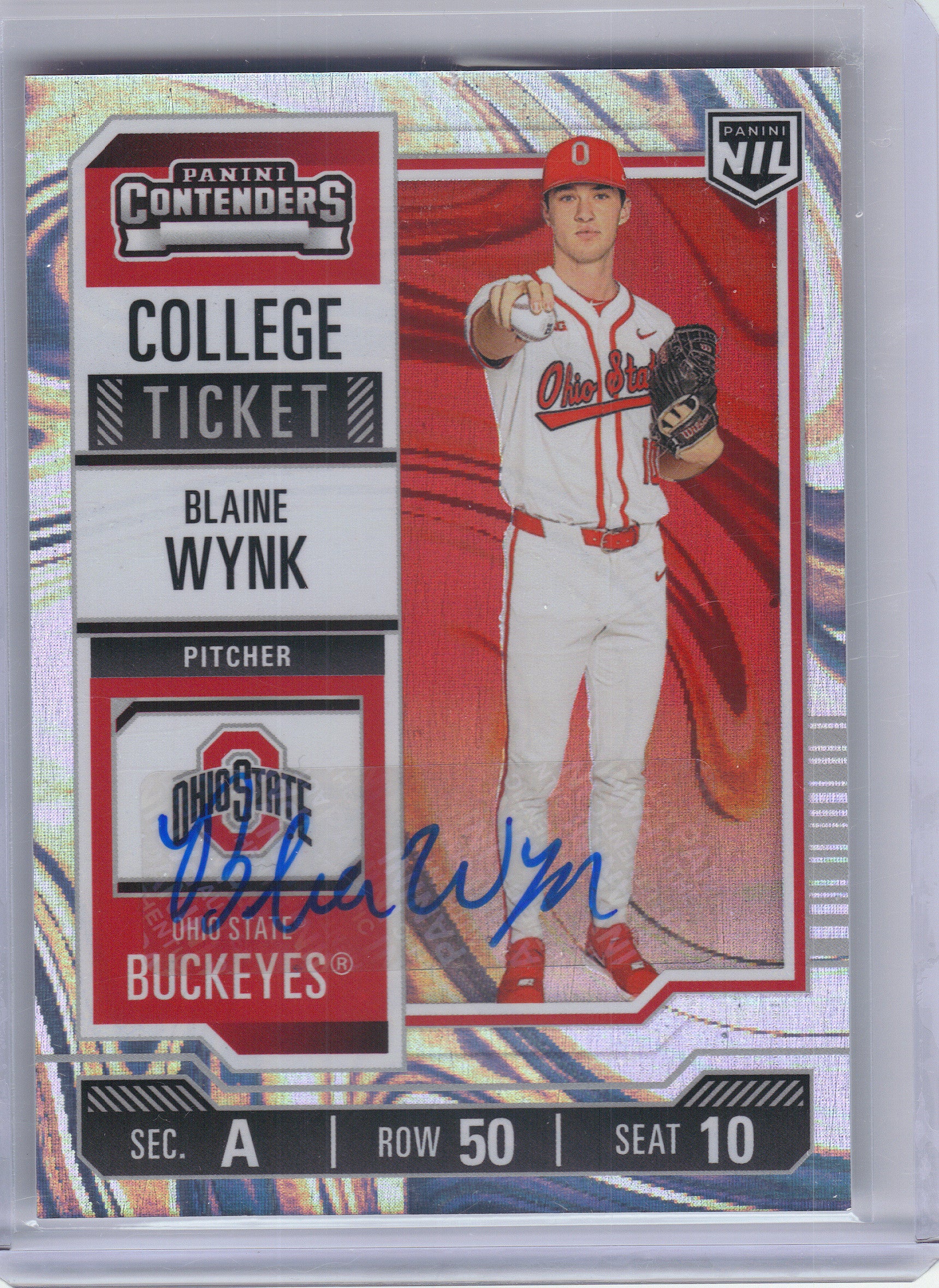 2025 Panini Ohio State University #35 Blaine Wynk Autographs Swirl #/199 Ohio State Buckeyes SN, Auto