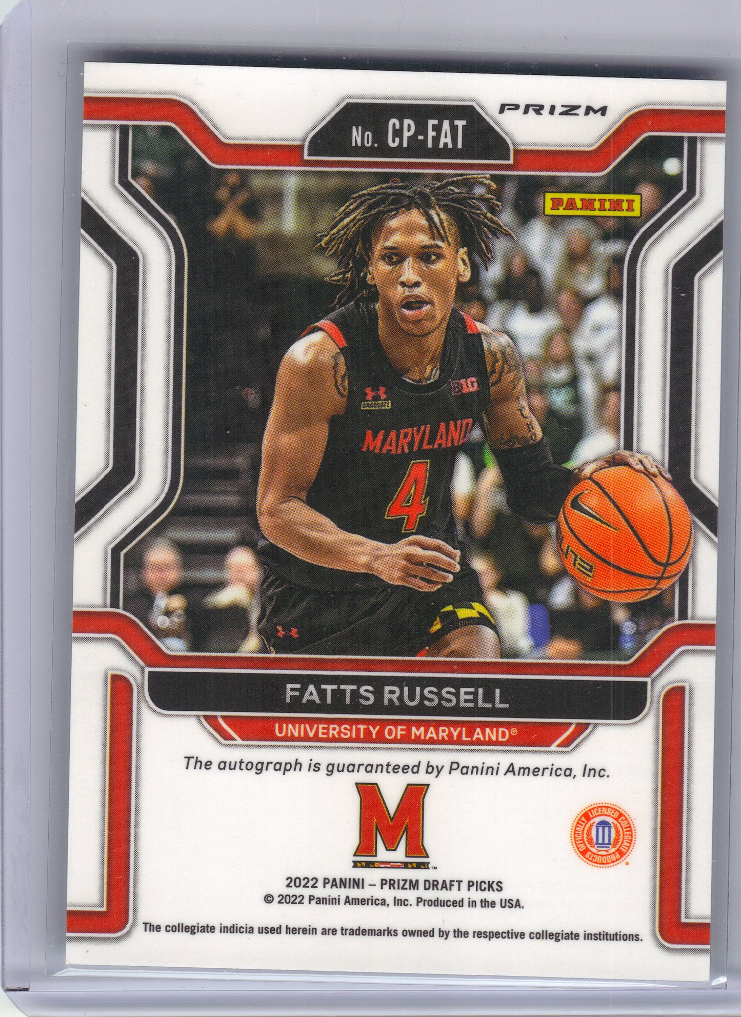 2022 Panini Prizm Draft Picks #CP-FAT Fatts Russell College Penmanship Prizms Green Maryland Terrapins Auto