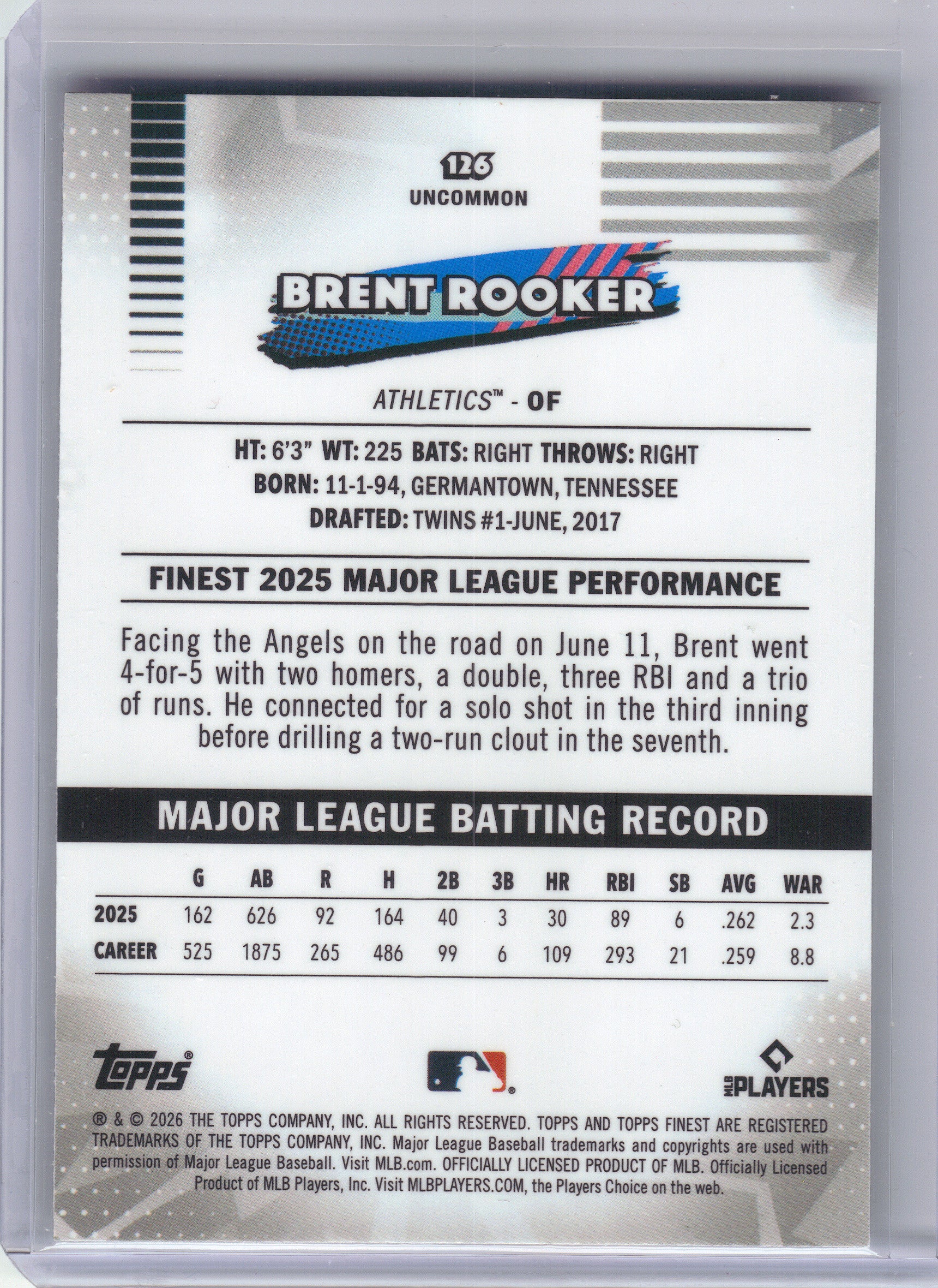 2026 Finest #126 Brent Rooker X-Fractors Athletics