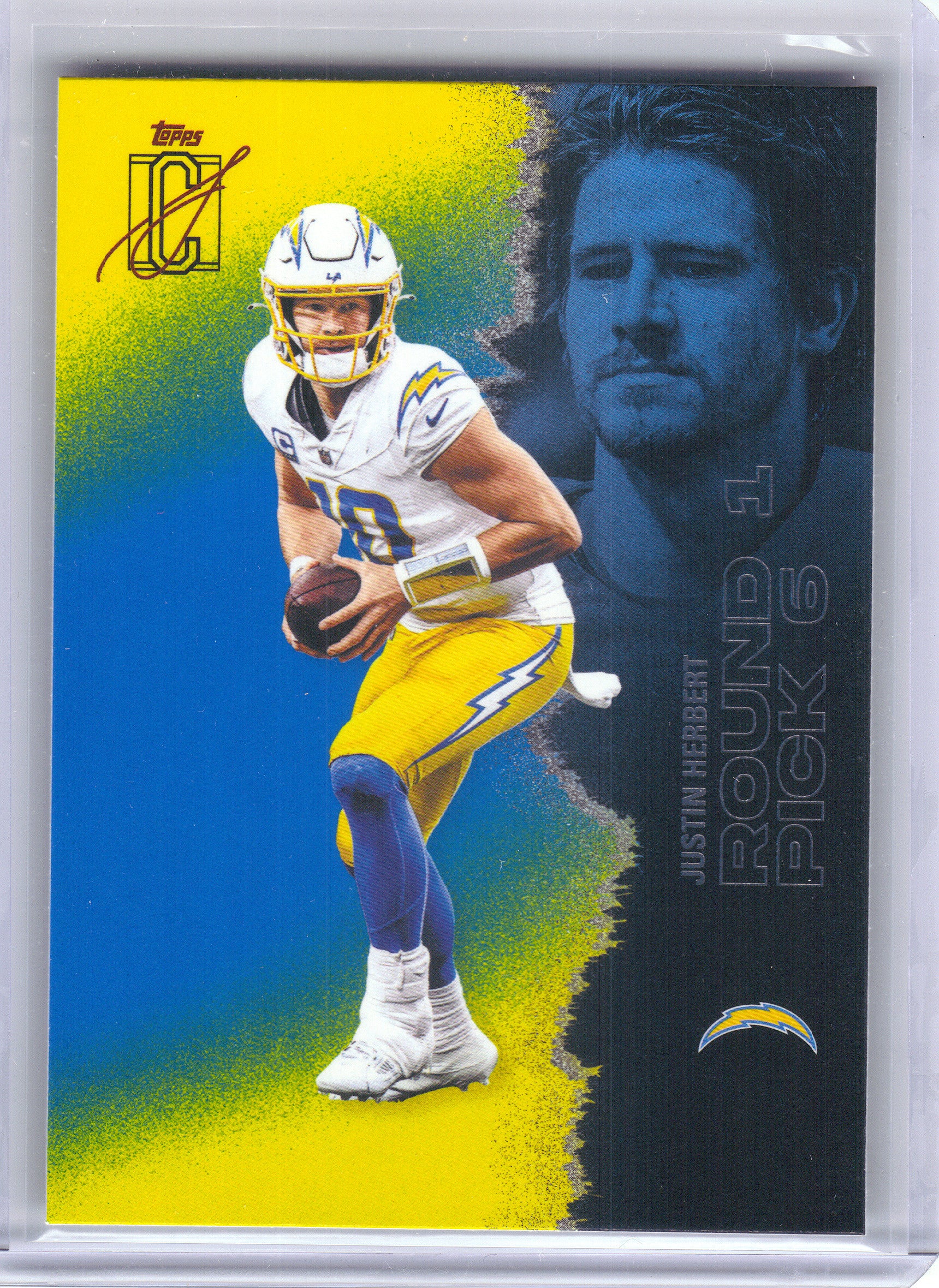 2025 Topps Signature Class #30 Justin Herbert Blue & Yellow Los Angeles Chargers