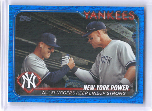2024 Topps #315 New York Power: AL Sluggers Keep Lineup Strong Blue Holofoil #/999 New York Yankees SN