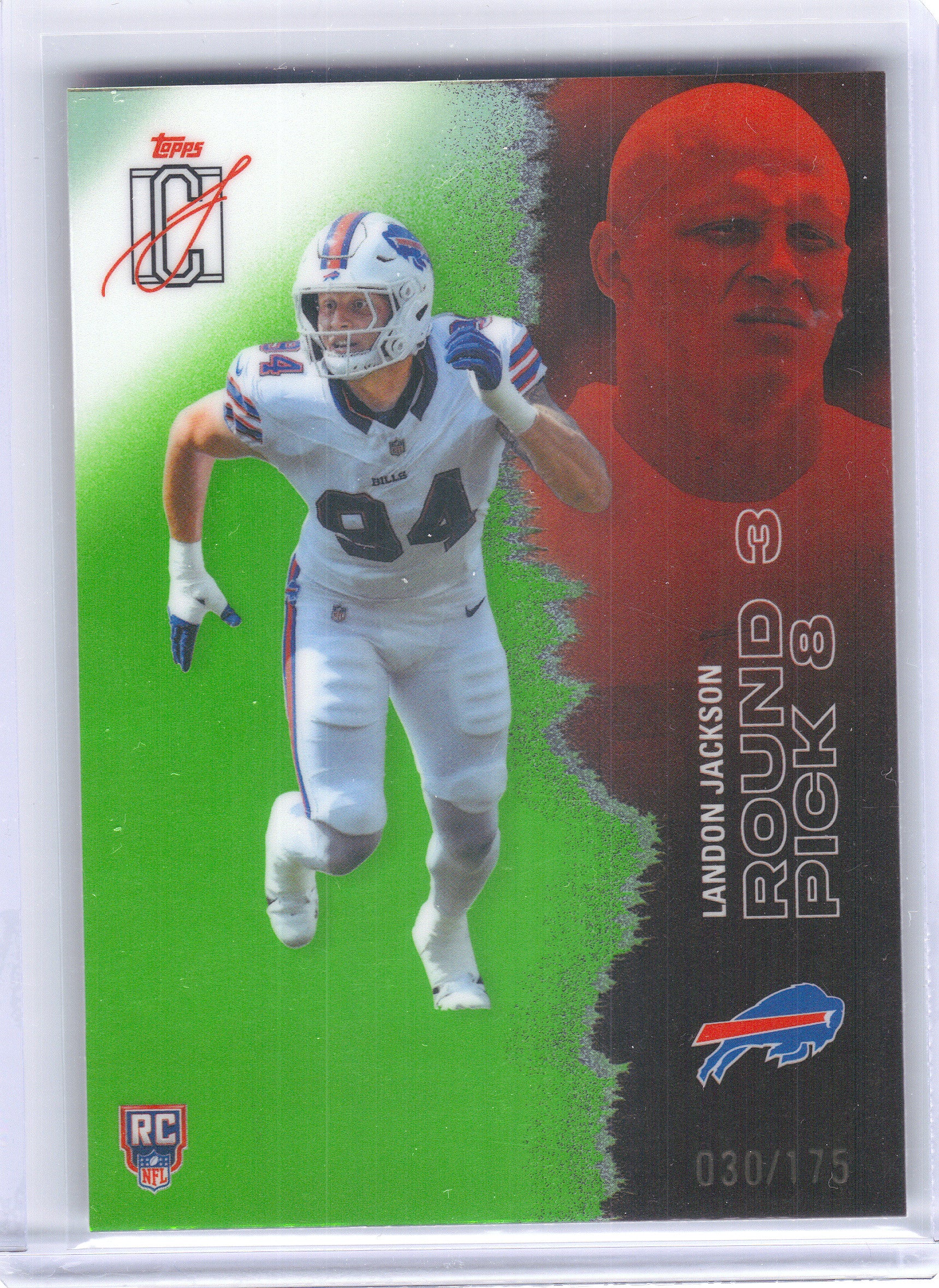 2025 Topps Signature Class #173 Landon Jackson Lime Green #/175 Buffalo Bills SN, Rookie