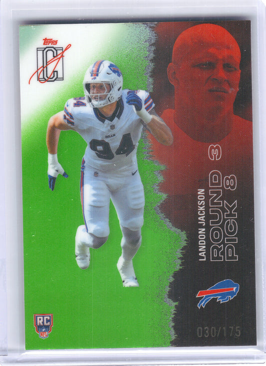 2025 Topps Signature Class #173 Landon Jackson Lime Green #/175 Buffalo Bills SN, Rookie