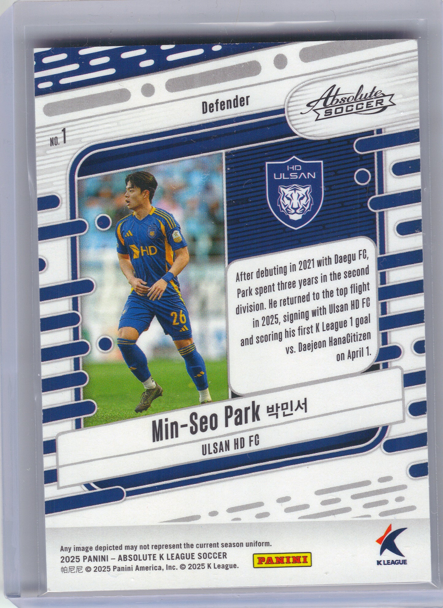 2025 Panini Absolute K League #1 Min-Seo Park Spectrum Blue #/49 Ulsan HD FC SN