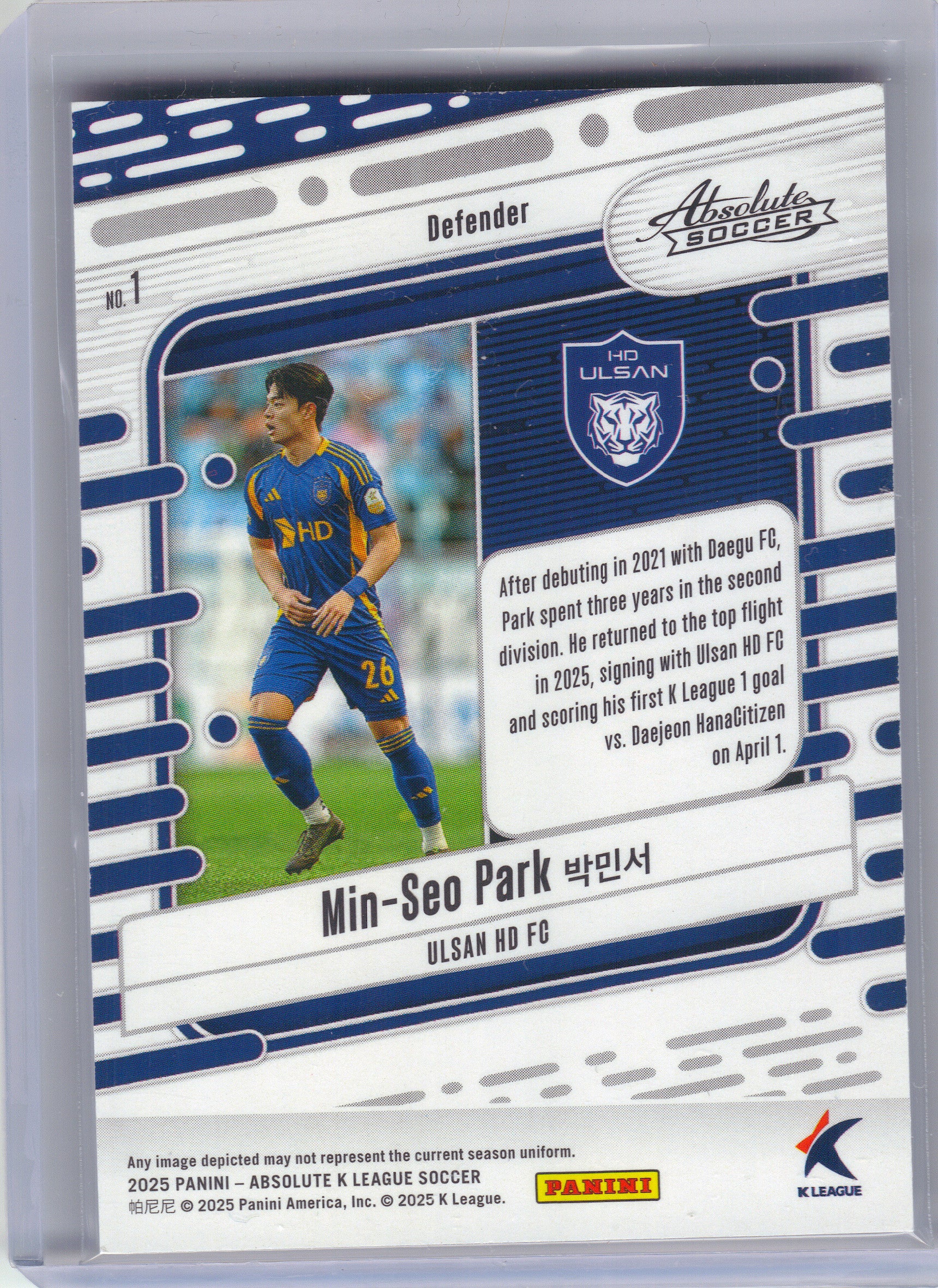 2025 Panini Absolute K League #1 Min-Seo Park Spectrum Blue #/49 Ulsan HD FC SN