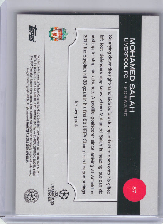 2024-25 Topps UEFA Club Competitions #87 Mohamed Salah Red FlowFractor Liverpool