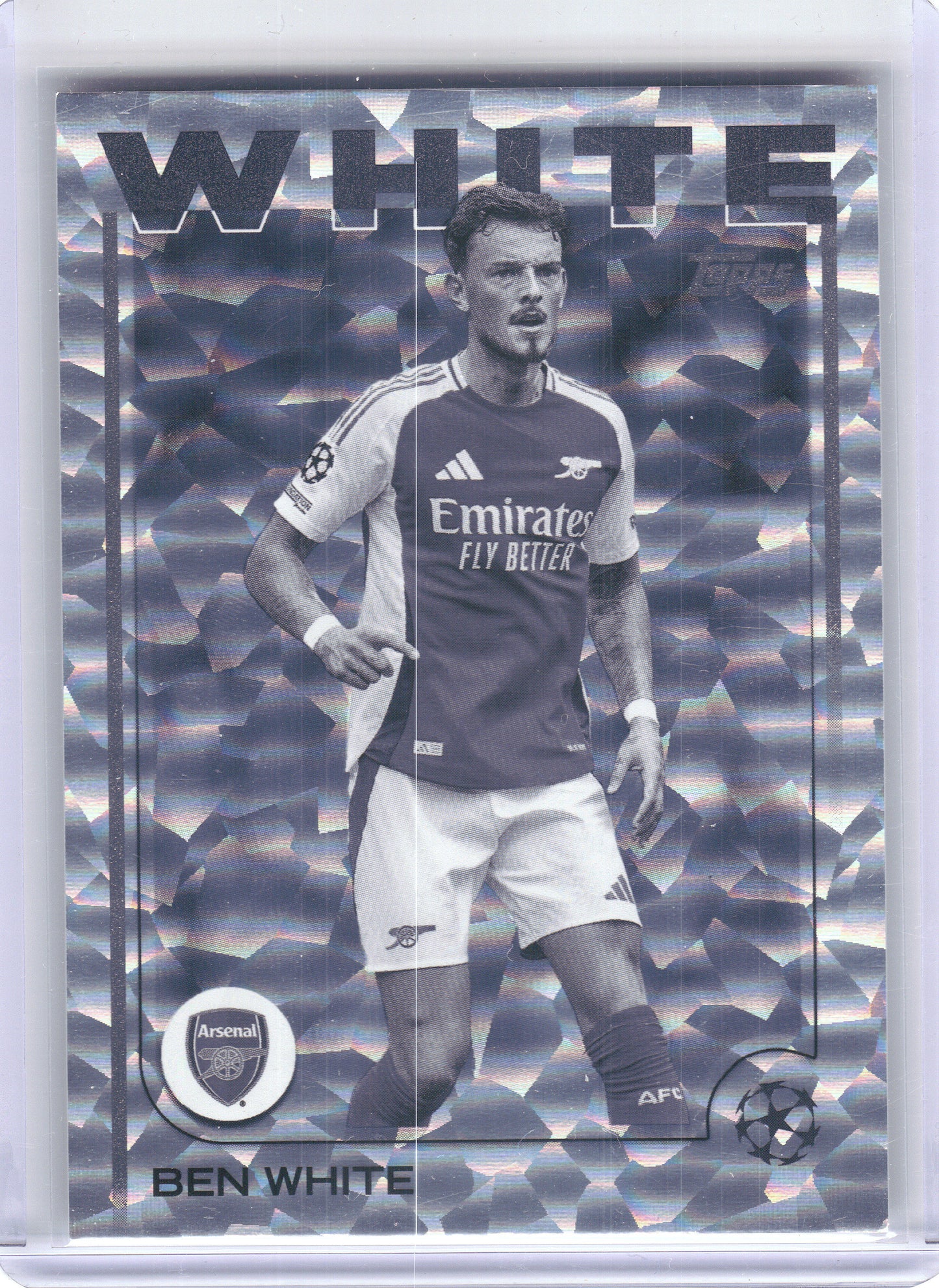 2024-25 Topps UEFA Club Competitions #95 Ben White Black & White Icy Foil #/150 Arsenal FC SN