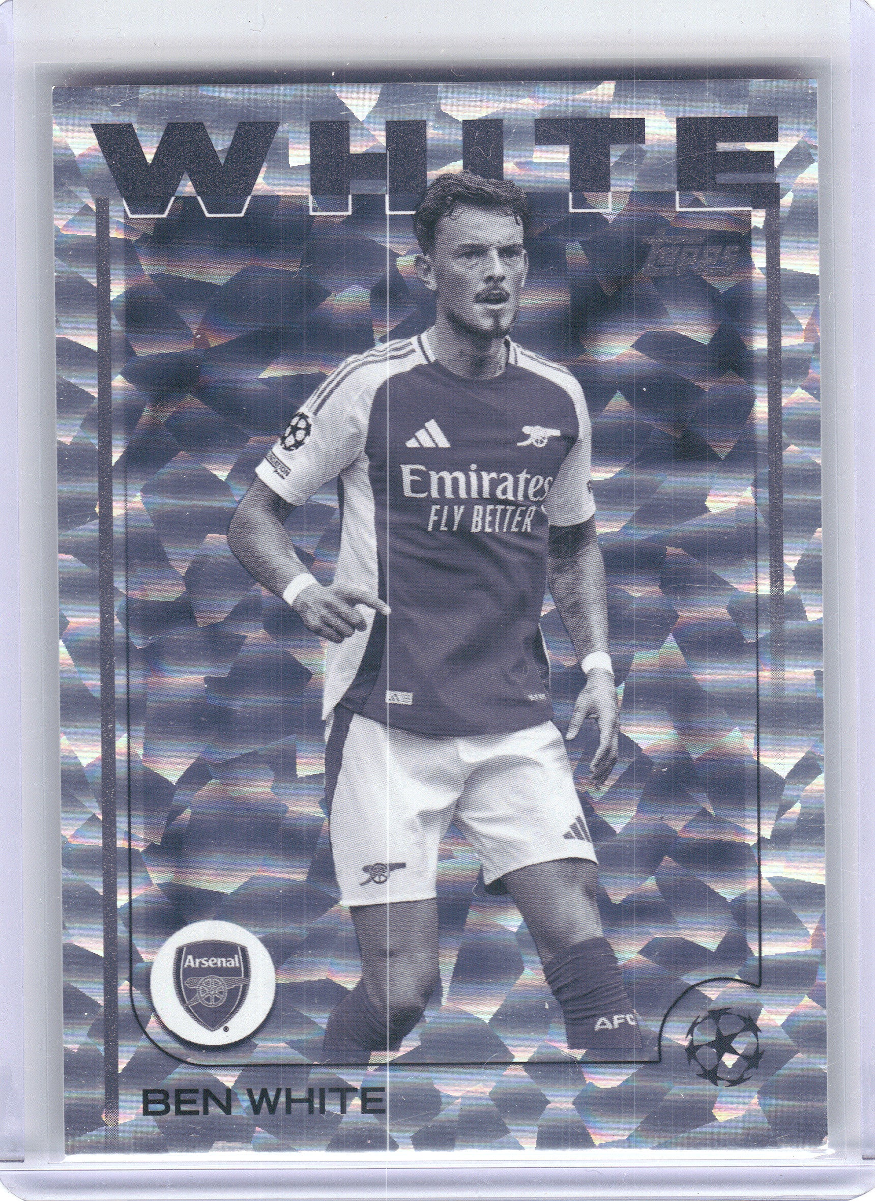 2024-25 Topps UEFA Club Competitions #95 Ben White Black & White Icy Foil #/150 Arsenal FC SN