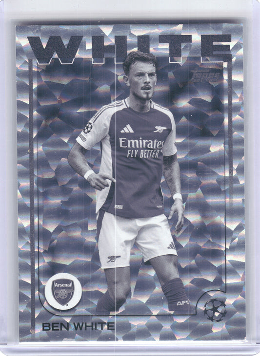 2024-25 Topps UEFA Club Competitions #95 Ben White Black & White Icy Foil #/150 Arsenal FC SN