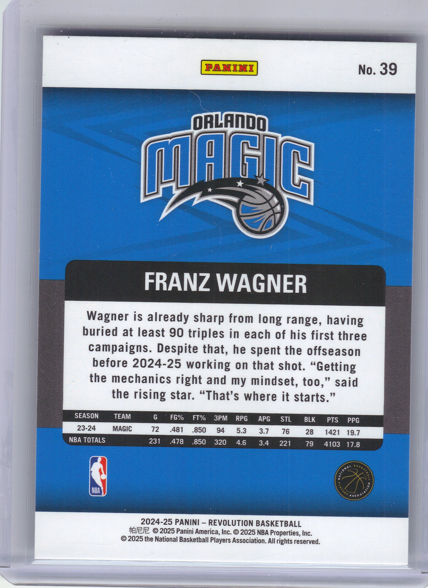 2024-25 Panini Revolution #39 Franz Wagner Orlando Magic
