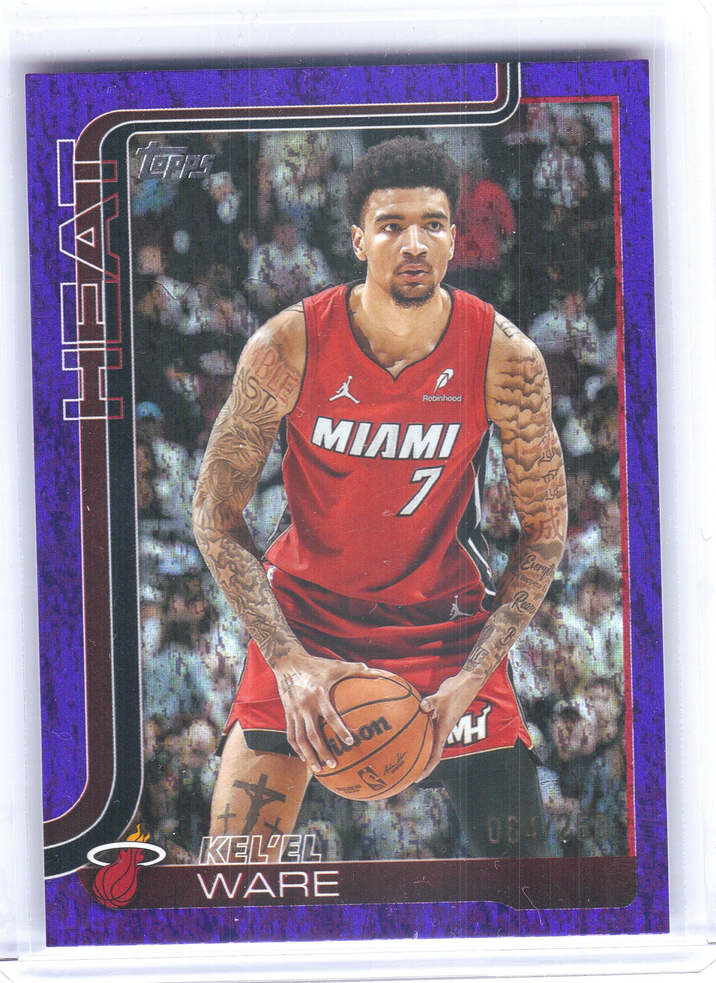 2025-26 Topps #74 Kel'el Ware Purple Holo Foil #/250 Miami Heat SN
