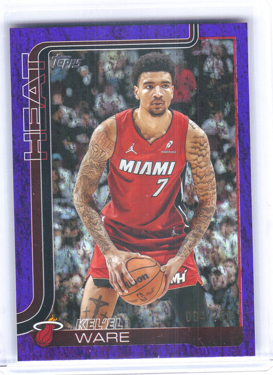 2025-26 Topps #74 Kel'el Ware Purple Holo Foil #/250 Miami Heat SN