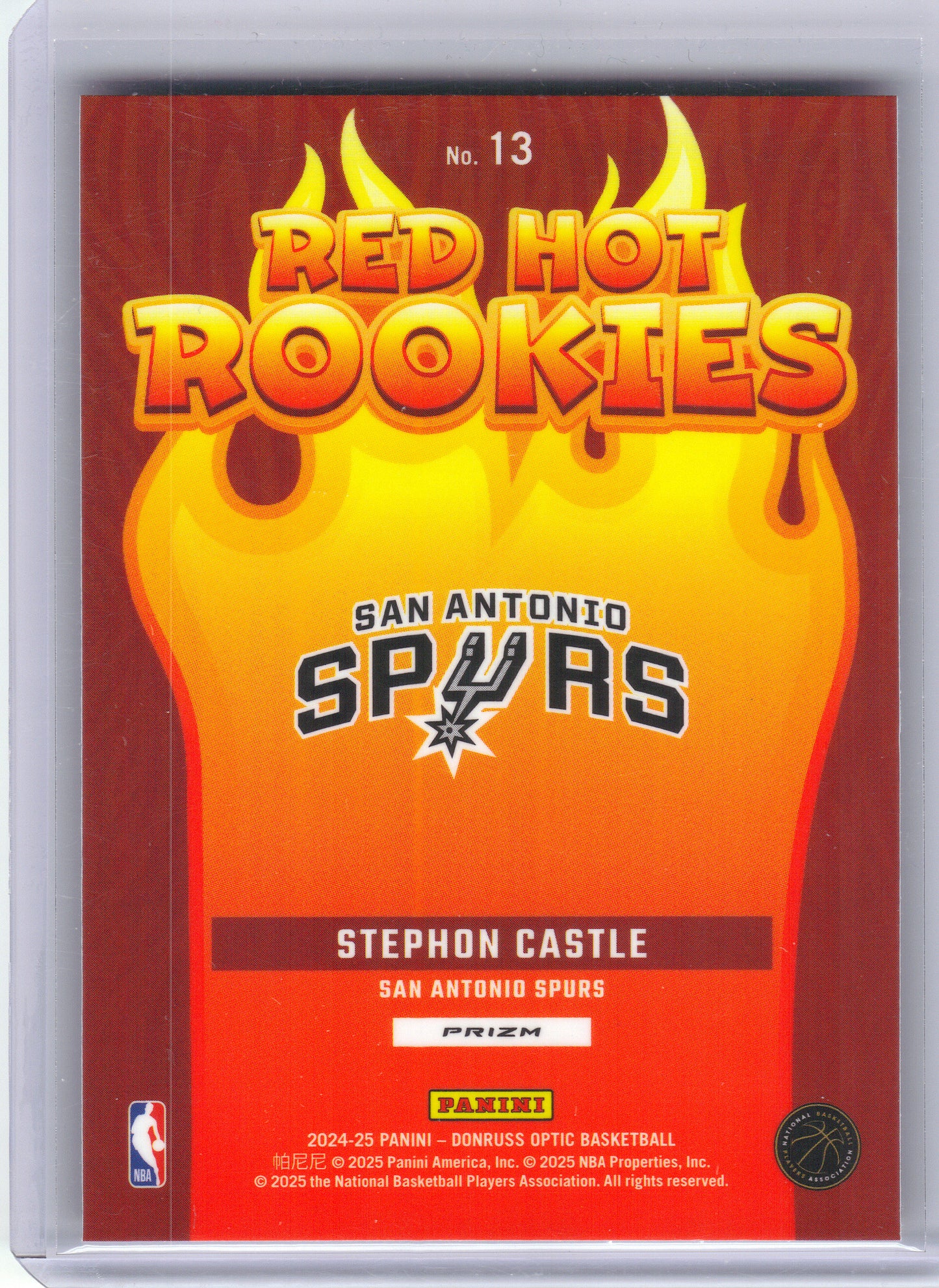 2024-25 Donruss Optic #13 Stephon Castle Red Hot Rookies Holo San Antonio Spurs