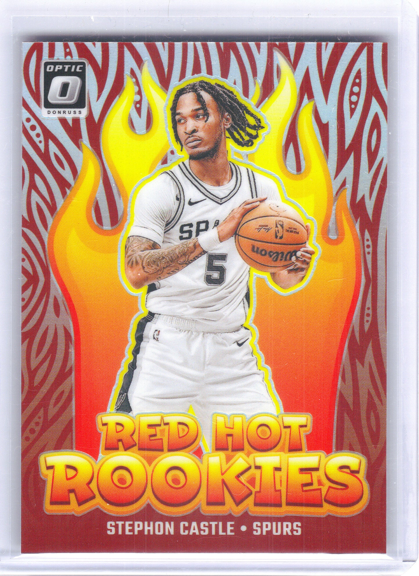 2024-25 Donruss Optic #13 Stephon Castle Red Hot Rookies Holo San Antonio Spurs