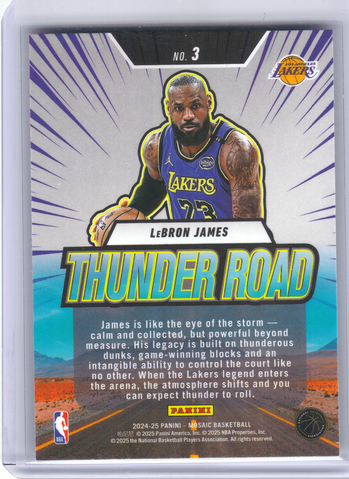 2024-25 Panini Mosaic #3 LeBron James Thunder Road Los Angeles Lakers