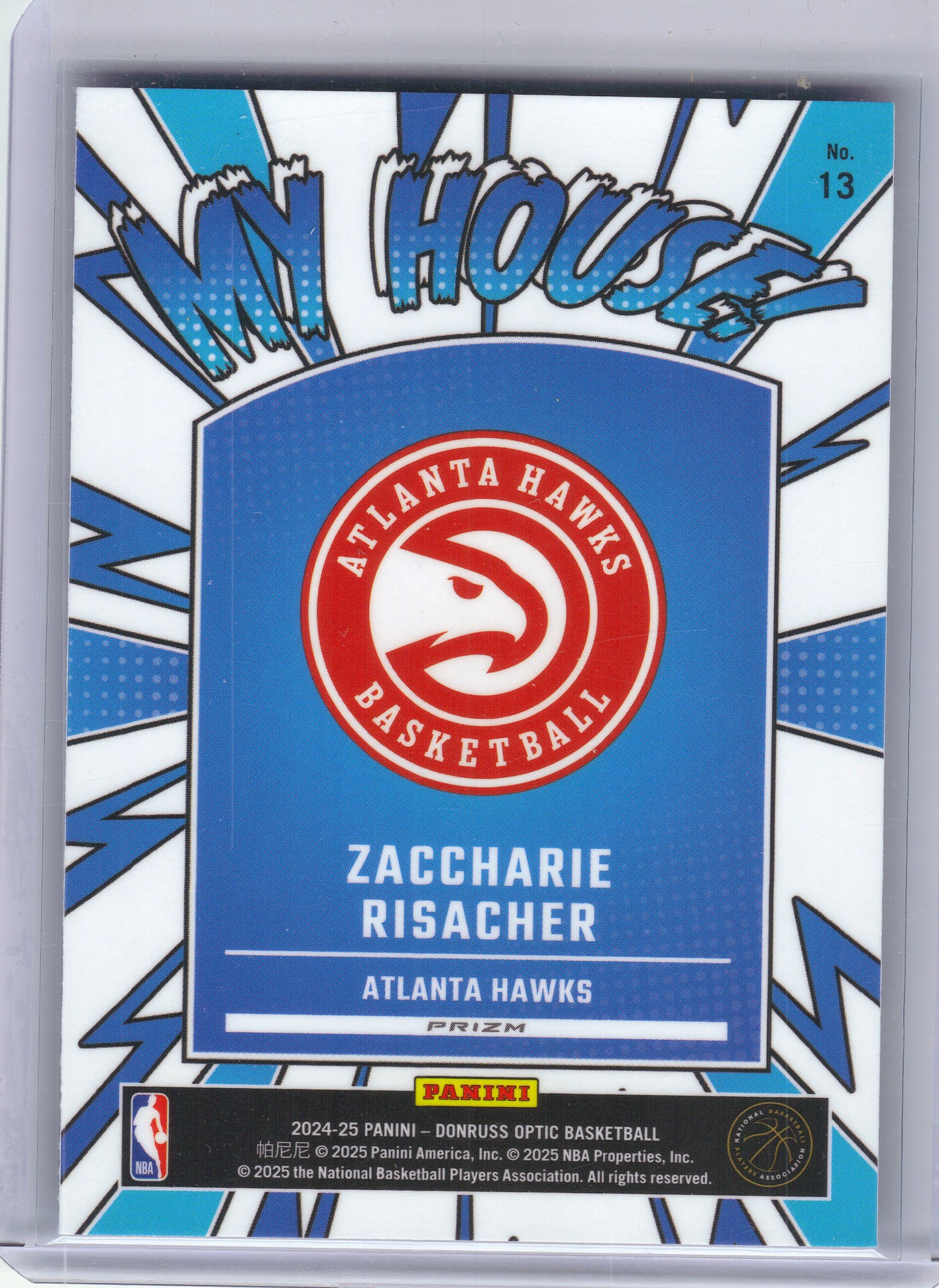 2024-25 Donruss Optic #13 Zaccharie Risacher My House Purple Atlanta Hawks