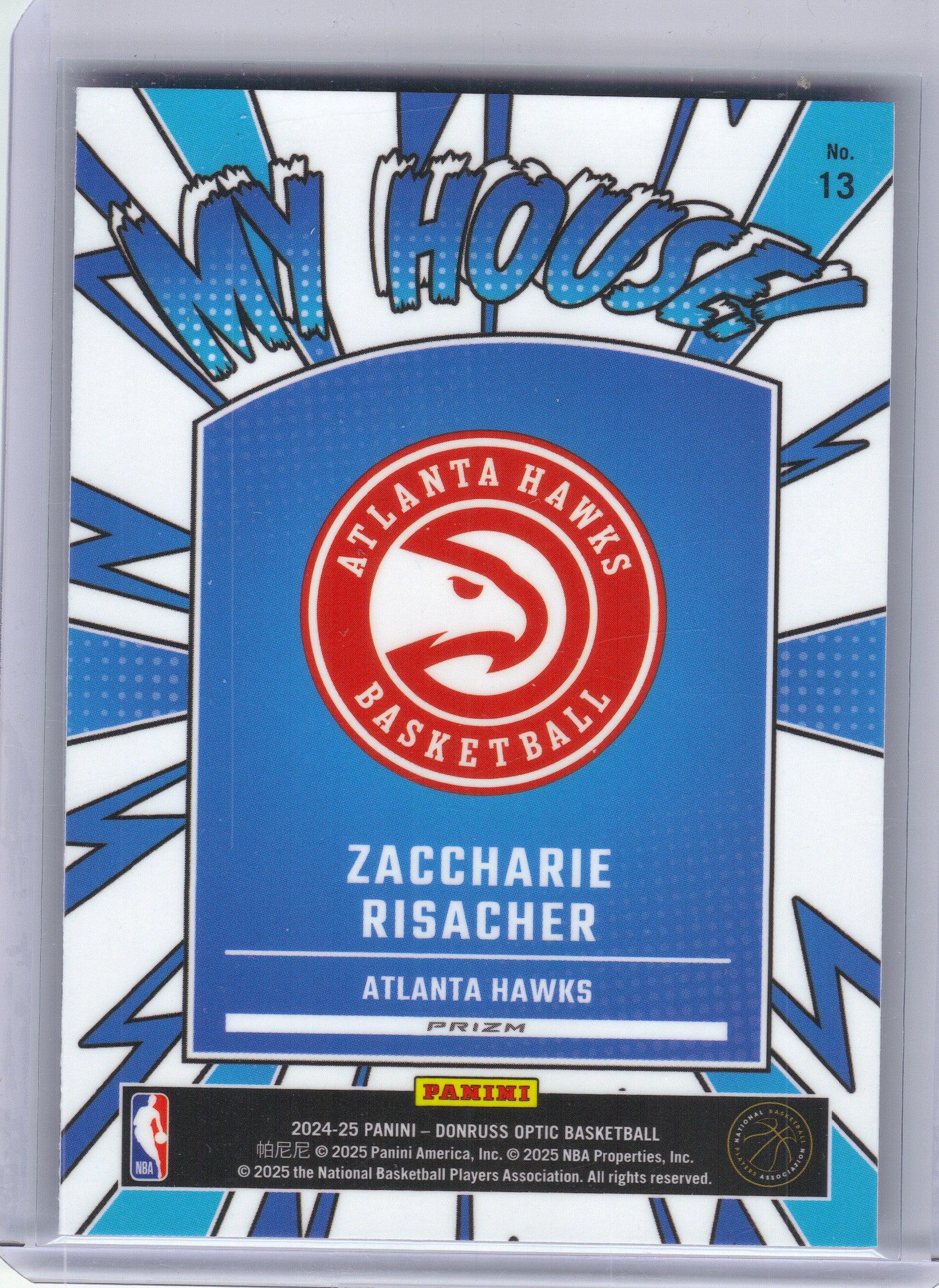 2024-25 Donruss Optic #13 Zaccharie Risacher My House Purple Atlanta Hawks