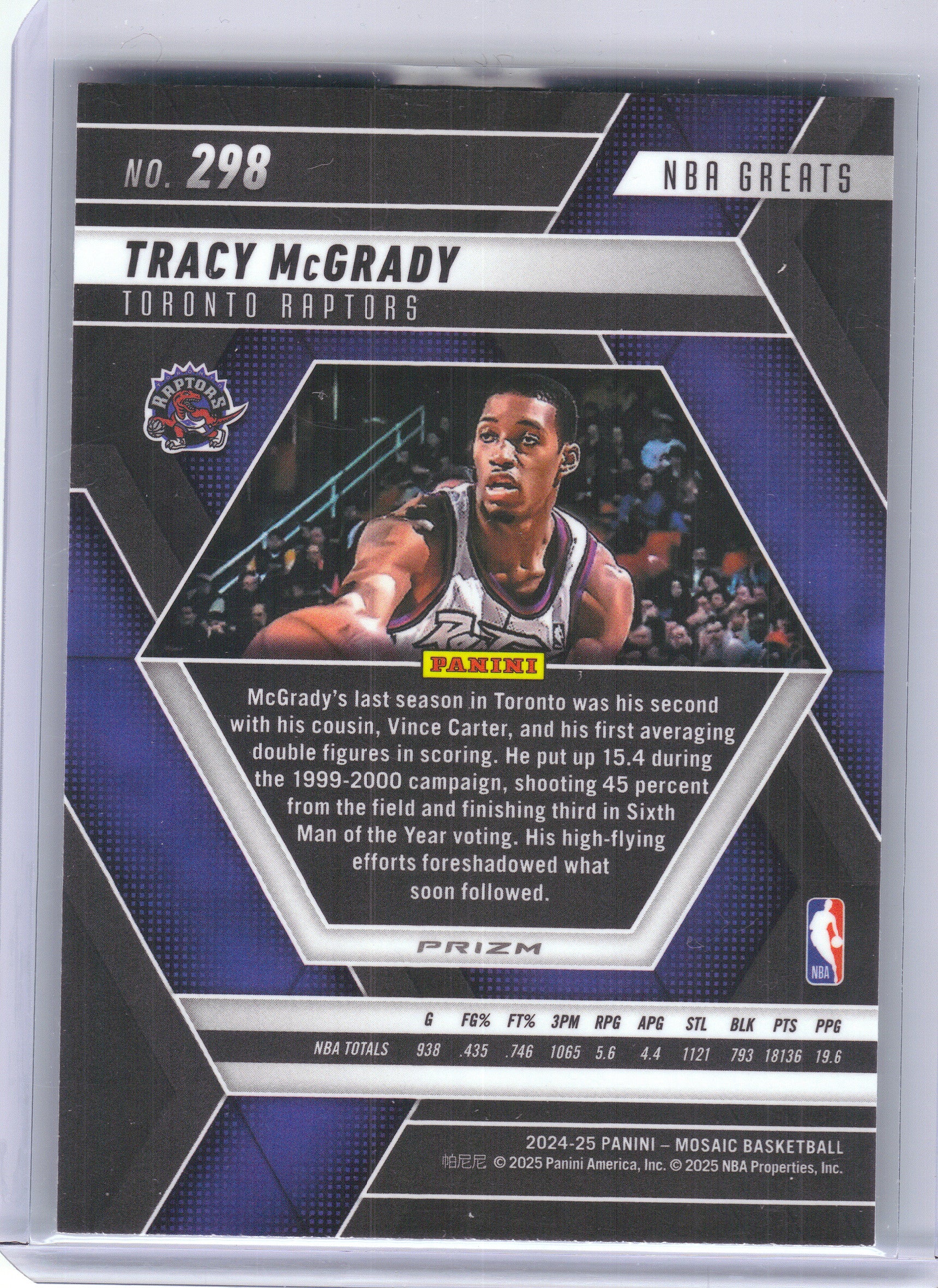 2024-25 Panini Mosaic #298 Tracy McGrady Green Mosaic Toronto Raptors