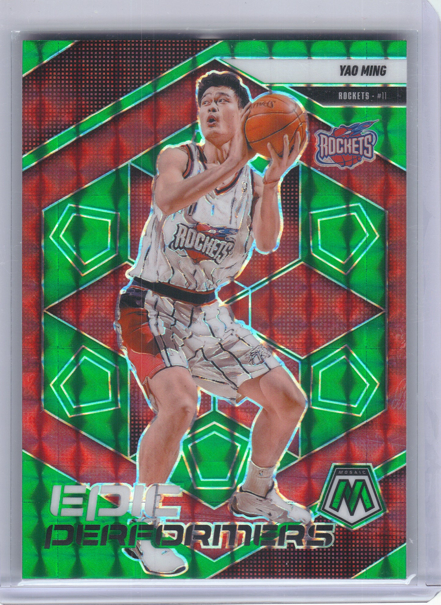 2024-25 Panini Mosaic #20 Yao Ming Epic Performers Mosaic Green Houston Rockets