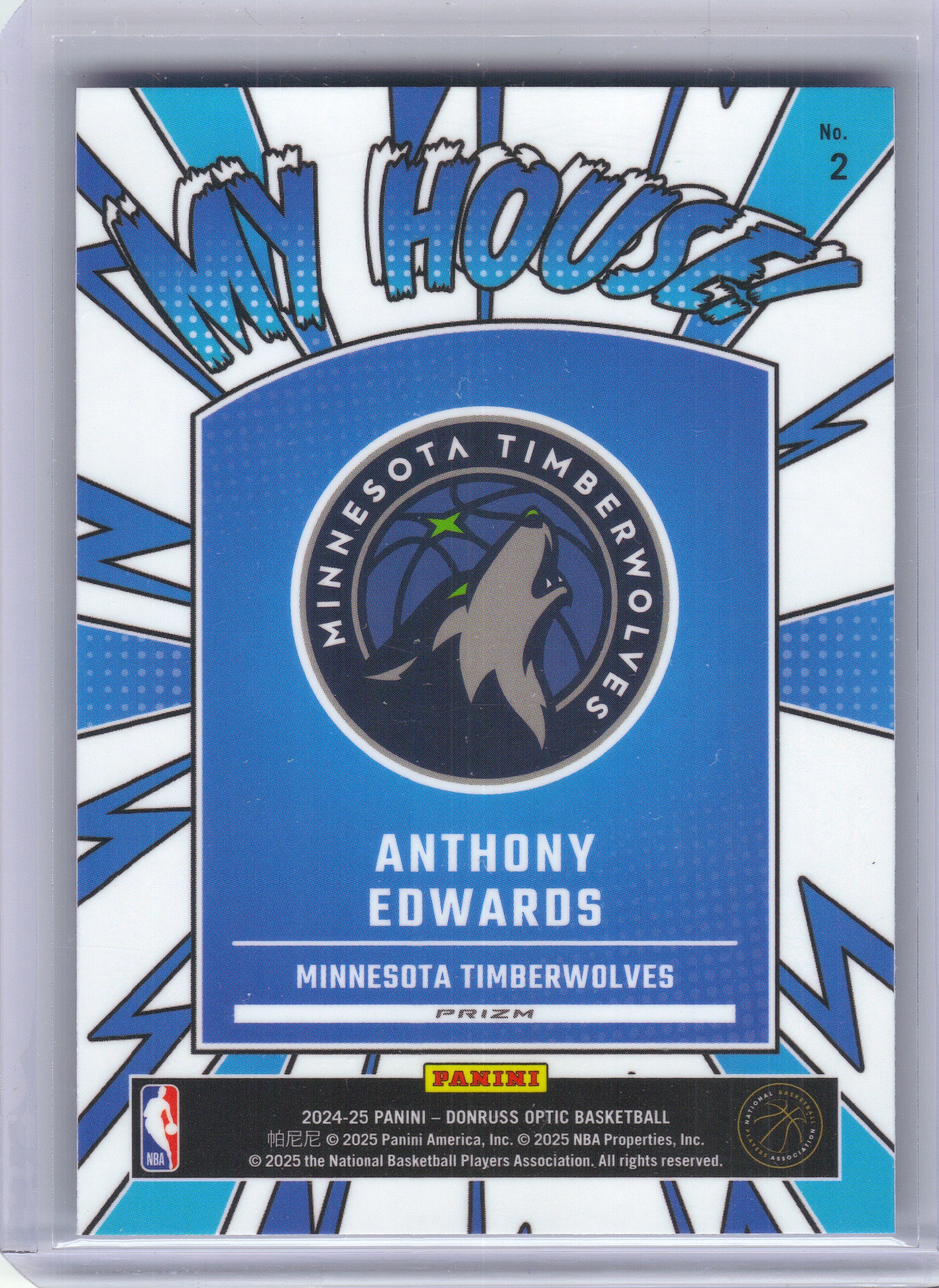 2024-25 Donruss Optic #2 Anthony Edwards My House Purple Minnesota Timberwolves