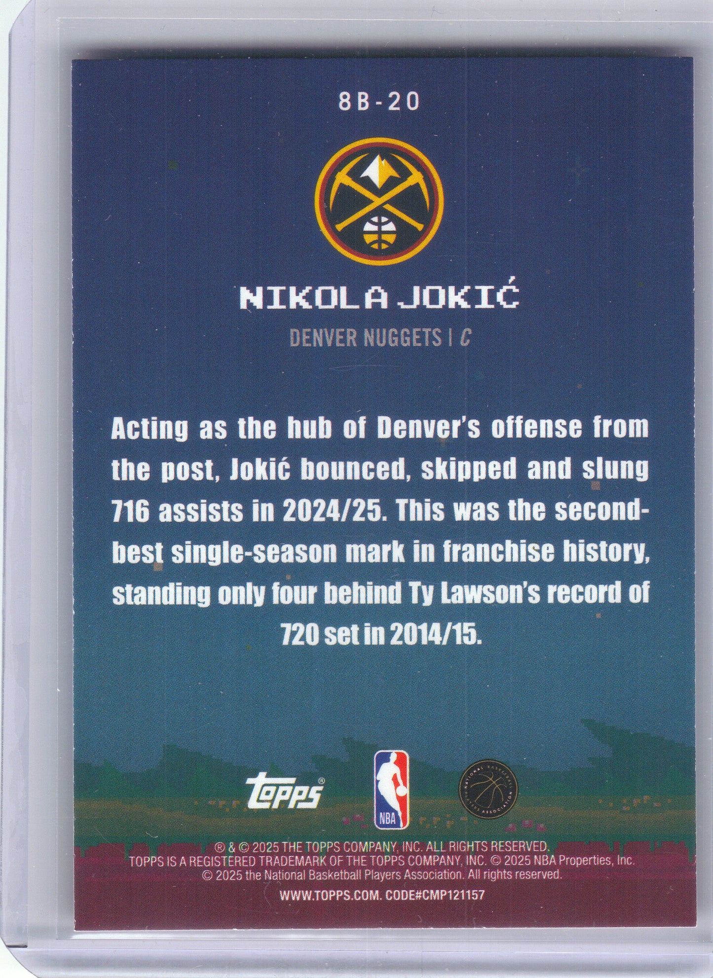 2025-26 Topps #8B-20 Nikola Jokić 8-Bit Ballers Denver Nuggets