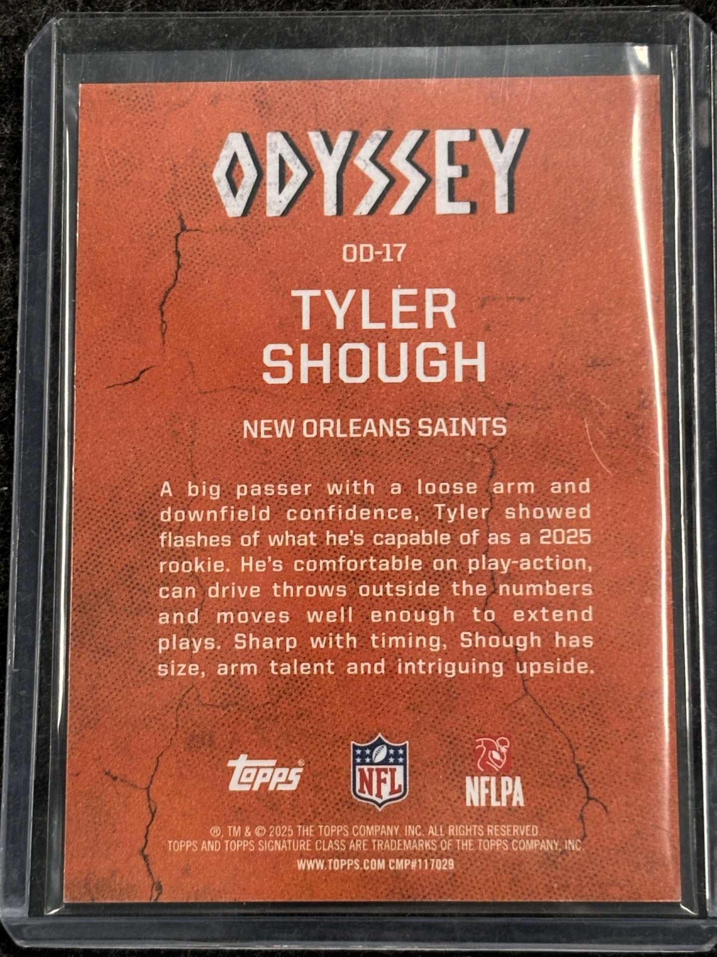 2025 Topps Signature Class #OD-17 Tyler Shough Odyssey New Orleans Saints