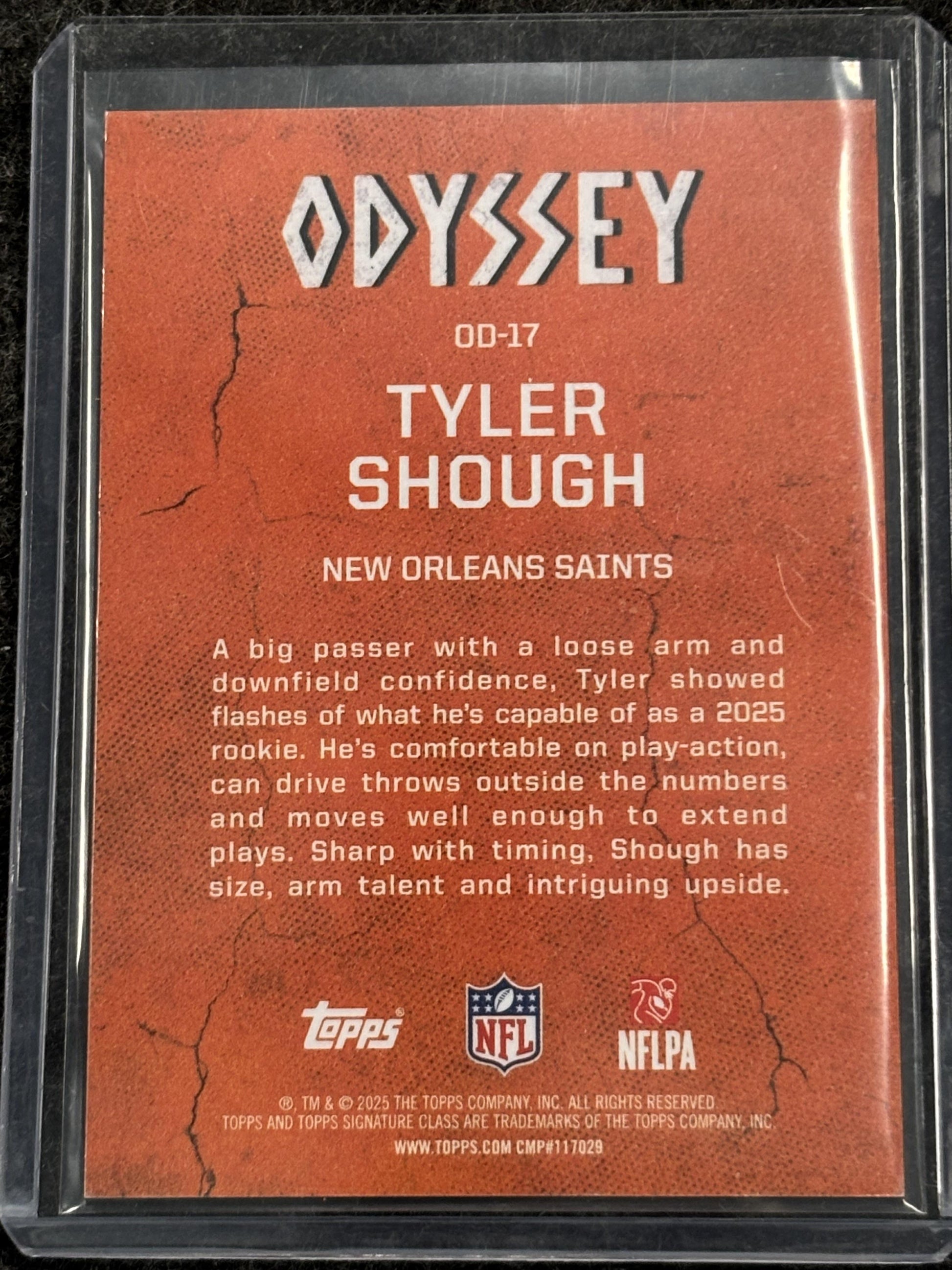 2025 Topps Signature Class #OD-17 Tyler Shough Odyssey New Orleans Saints