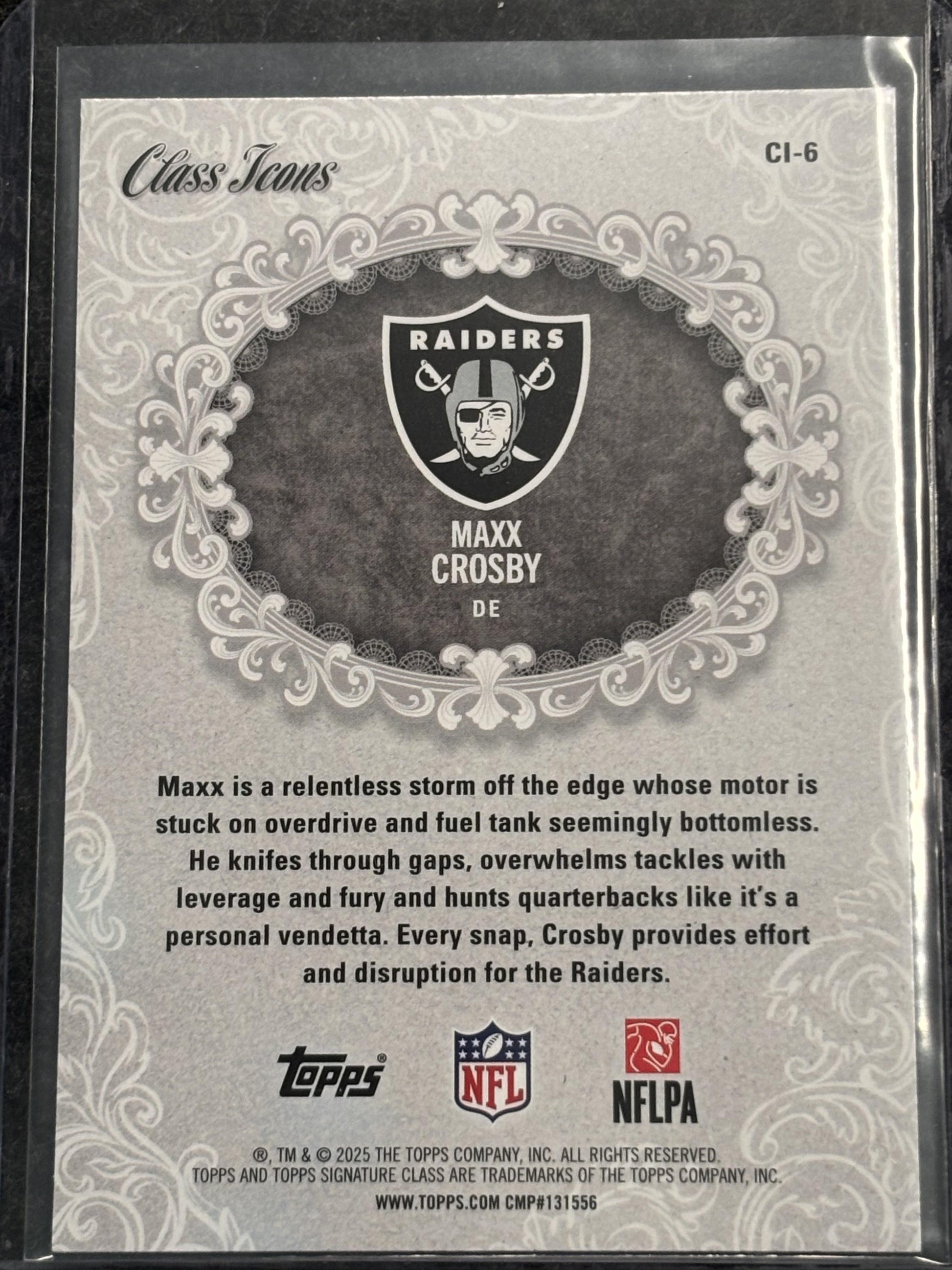2025 Topps Signature Class #CI-6 Maxx Crosby Class Icons Las Vegas Raiders
